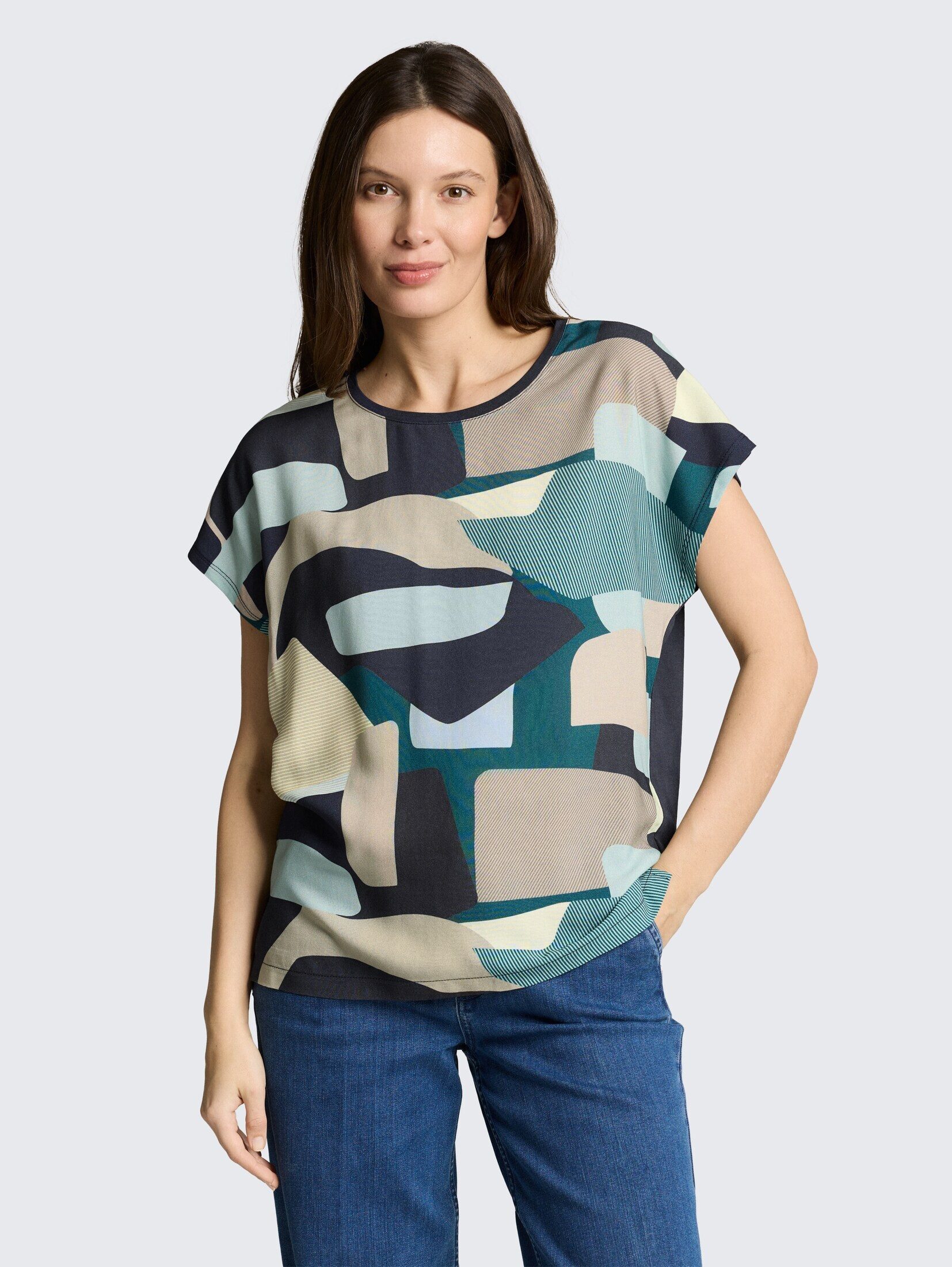 TOM TAILOR T-Shirt T-Shirt T-Shirt im Material-Mix günstig online kaufen