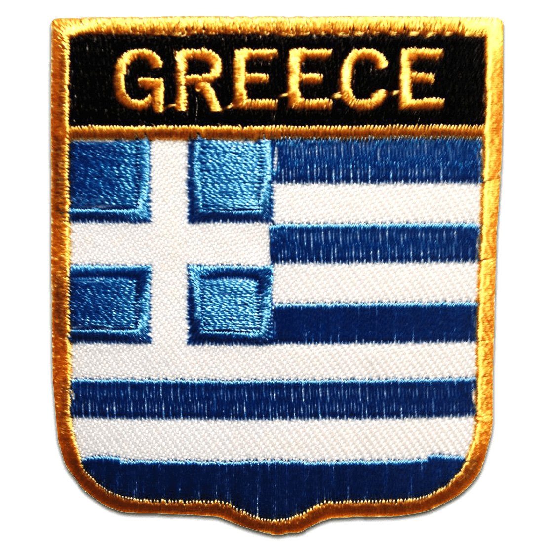 Catch the Patch Aufnäher Bügelbild, Aufbügler, Applikationen, Patches, Flicken, zum aufbügeln, Polyester, Griechenland Hellas Flagge Fahne - Größe: 6,5 x 7,5 cm