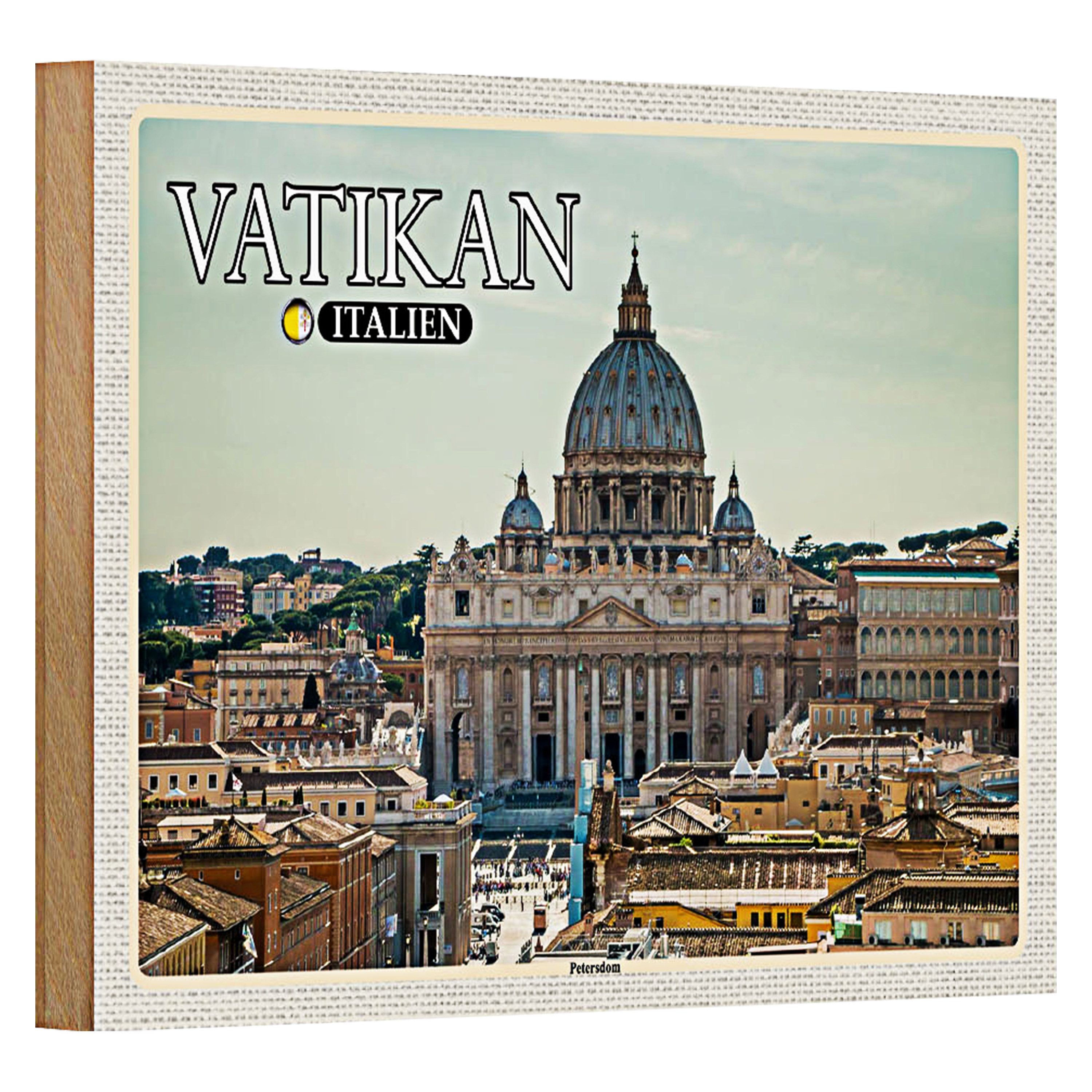 Roomando Holzbild Reise Vatikan Italien Petersdom Papst 18x12cm