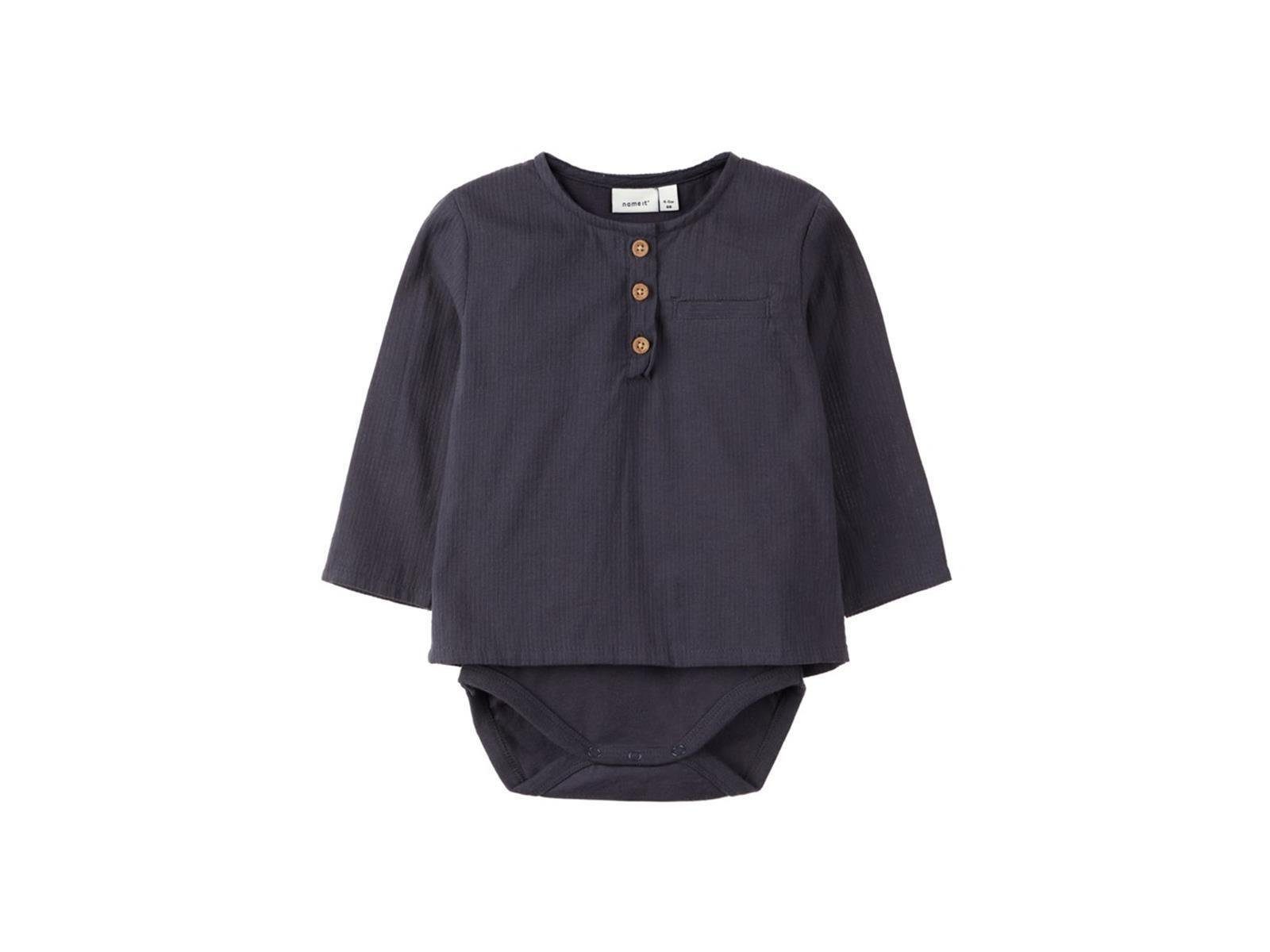 Name It Langarmbody Name It Unisex Baby Hemd-Body mit Knopfleiste vorn (1-tlg) mit Druckknöpfen im Schritt