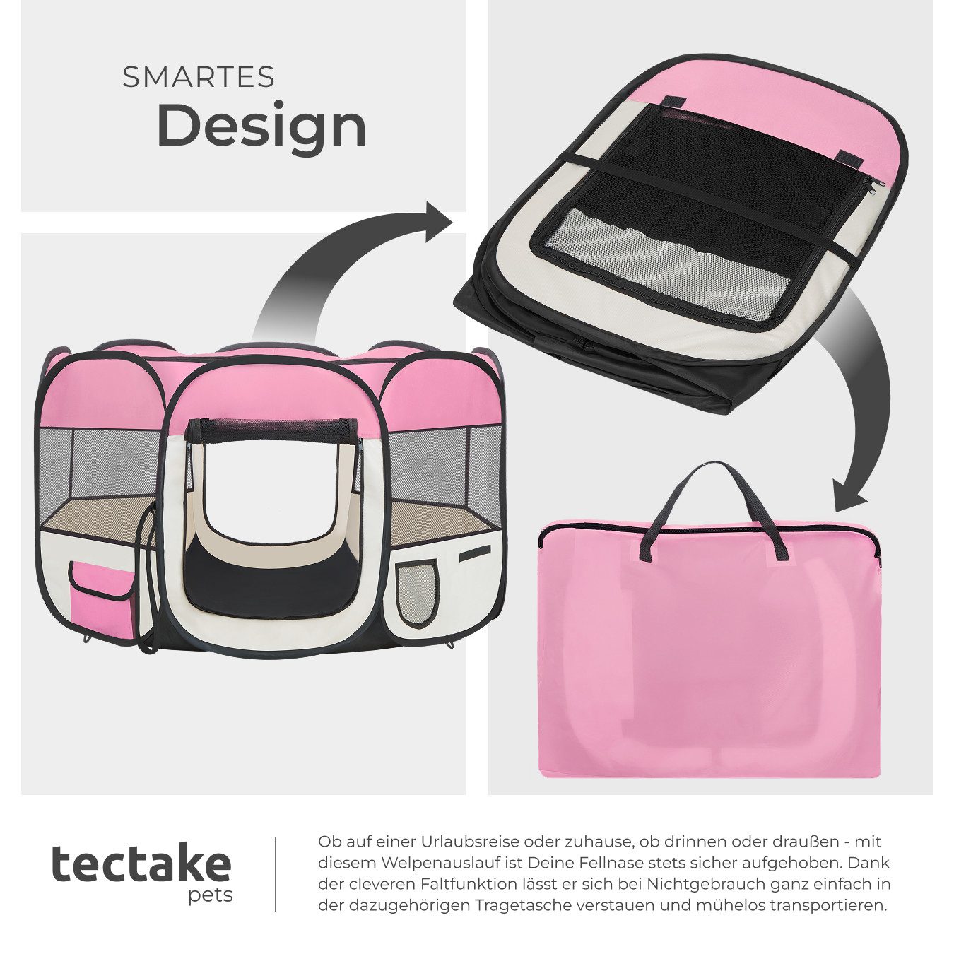 tectake Freigehege Welpenauslauf, faltbar, für Innen- und Außenbereich