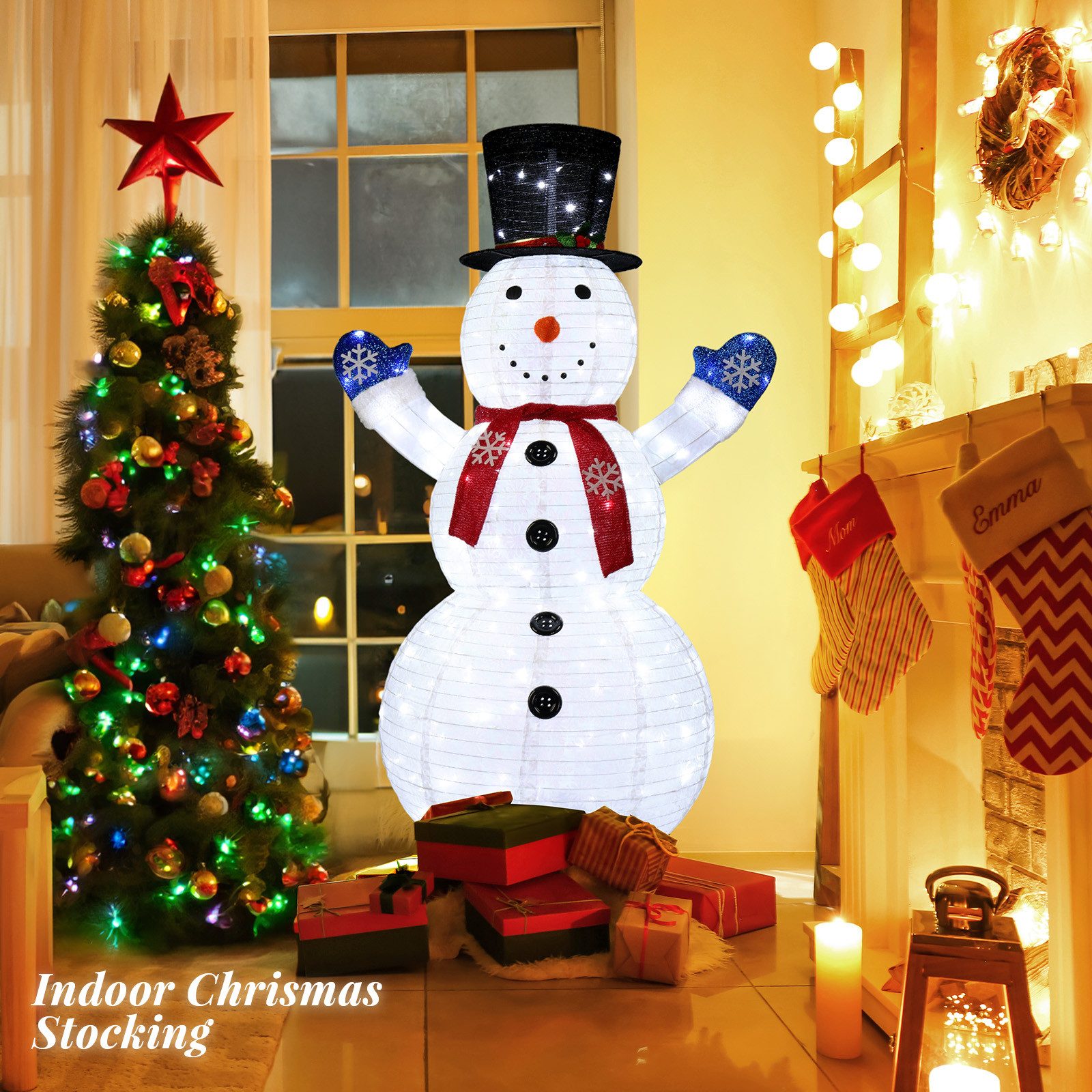 LALAHO Schneemann LED-Schneemann Weihnachten deko, 180cm mit 200 LEDs Weihnachtsbeleuchtung für Innen und Außen