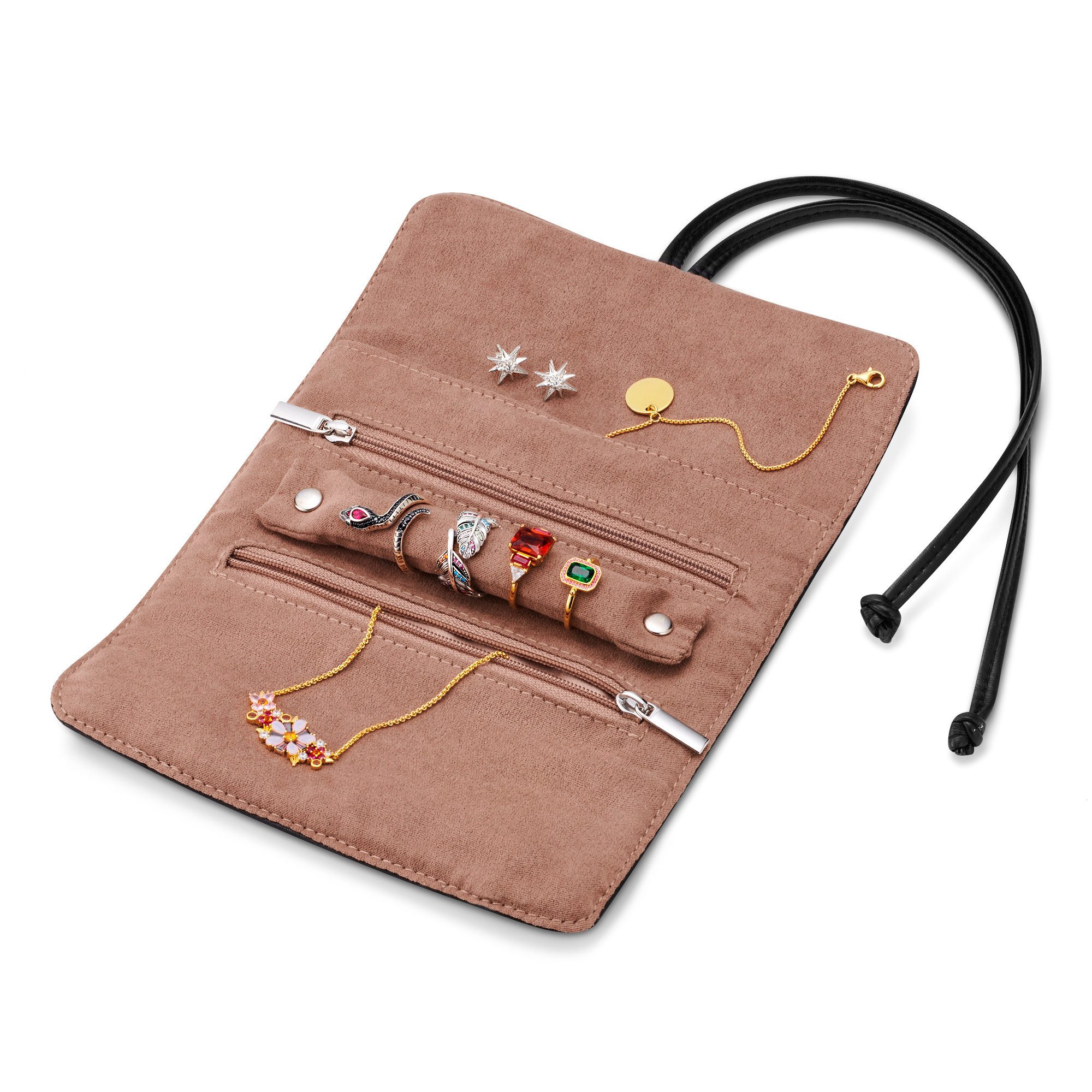 THOMAS SABO Schmuckrolle schwarz, Reiseetui, Schmuckaufbewahrung, Geschenk, CASE006 (2 St)