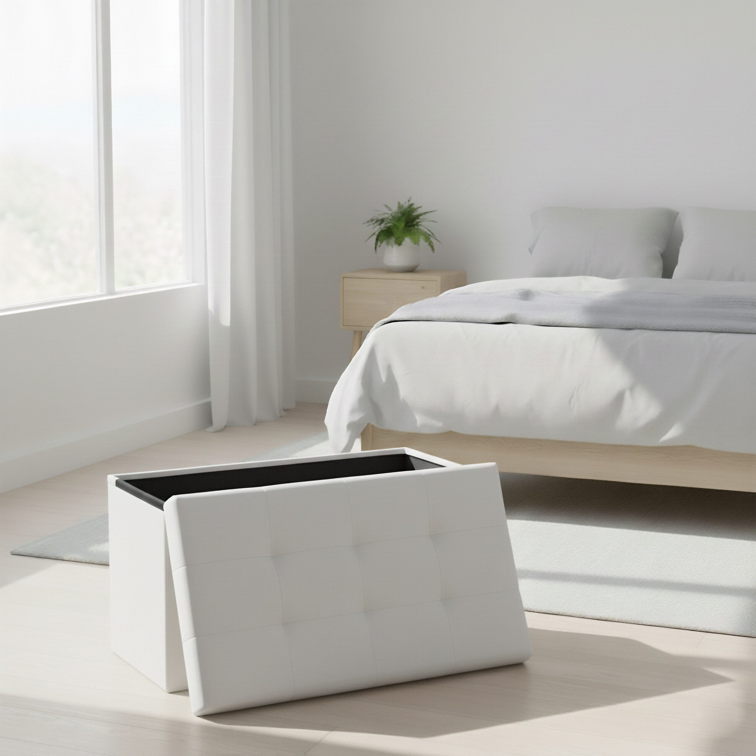 relaxdays Sitzbank Faltbare Sitzbank Kunstleder (1-St), weiß – Bild 3 von 5