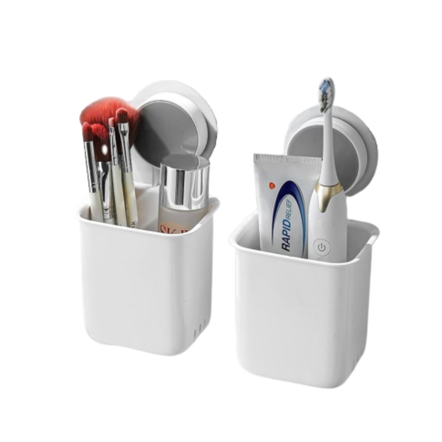 Creliv Badorganizer 2x Mehrzweck-Hängebox, Zahnbürstenhalter Selbstklebend (2 St)