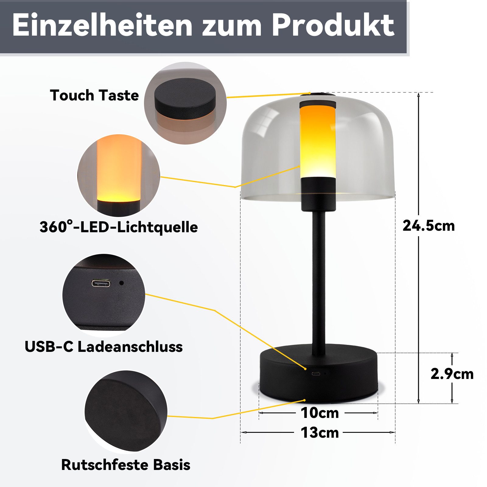ZMH LED Tischleuchte Tischlampe Akku LED günstig online kaufen
