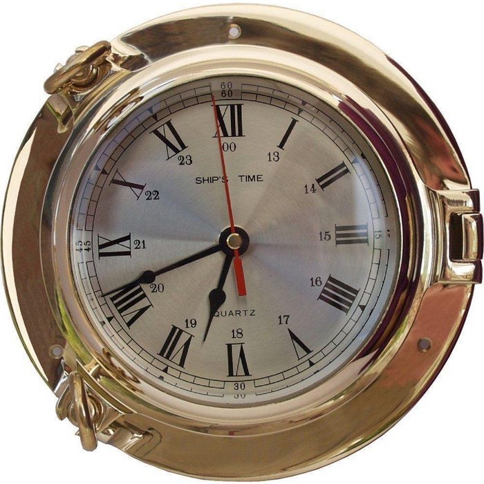 Linoows Uhr Schiffsuhr Maritime Luxus Bullaugen Wanduhr 22 cm