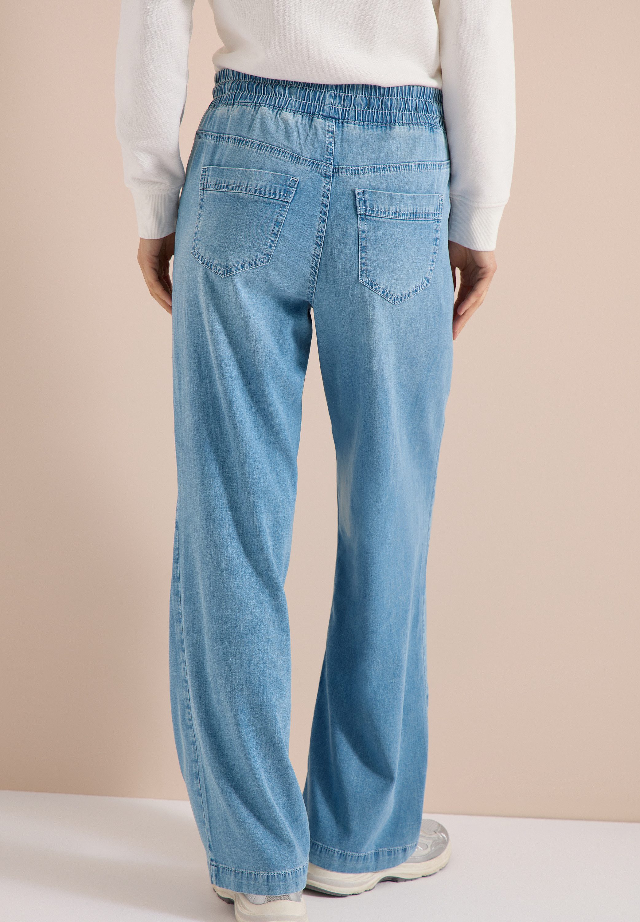 CECIL Loose-fit-Jeans Style Neele mit elastischem Bund und Kordelzug