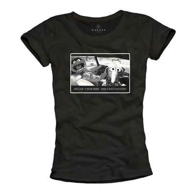 MAKAYA T-Shirt mit Aufdurck Damen Lustig Fear and Loathing Top Damenshirt mit Frontprint