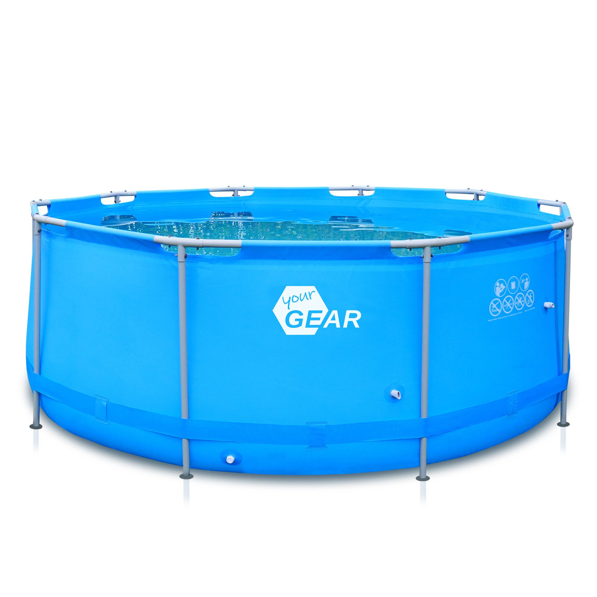 yourGEAR Rundpool Pool Ø 366 x 122 cm Stahlrahmen Gartenpool Familienpool Schwimmbecken