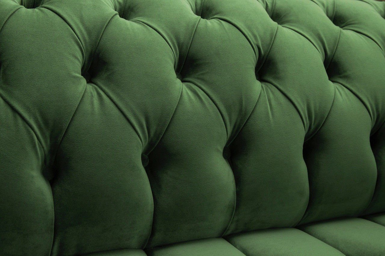 Sofa Textil Couch Polster Chesterfield JVmoebel Sitzer Zwei Chesterfield-Sofa, Grüne