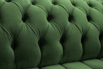 JVmoebel Chesterfield-Sofa, Grüne Chesterfield Textil Couch Zwei Sitzer Polster Sofa