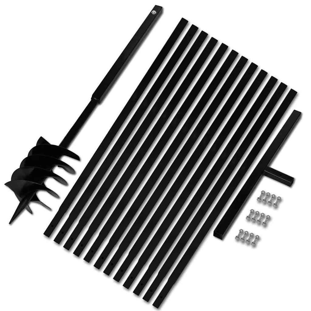 vidaXL Erdbohrer Erdbohrer mit Griff 180 mm Verlängerungsrohr 13 m, (1-tlg), Erdbohrer mit Griff 180 mm Verlängerungsrohr 13 m