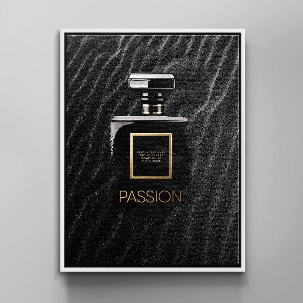 DOTCOMCANVAS® Leinwandbild, SAND, Leinwandbild Passion schwarzer Rahmen Pure Parfum Premium - Motiv