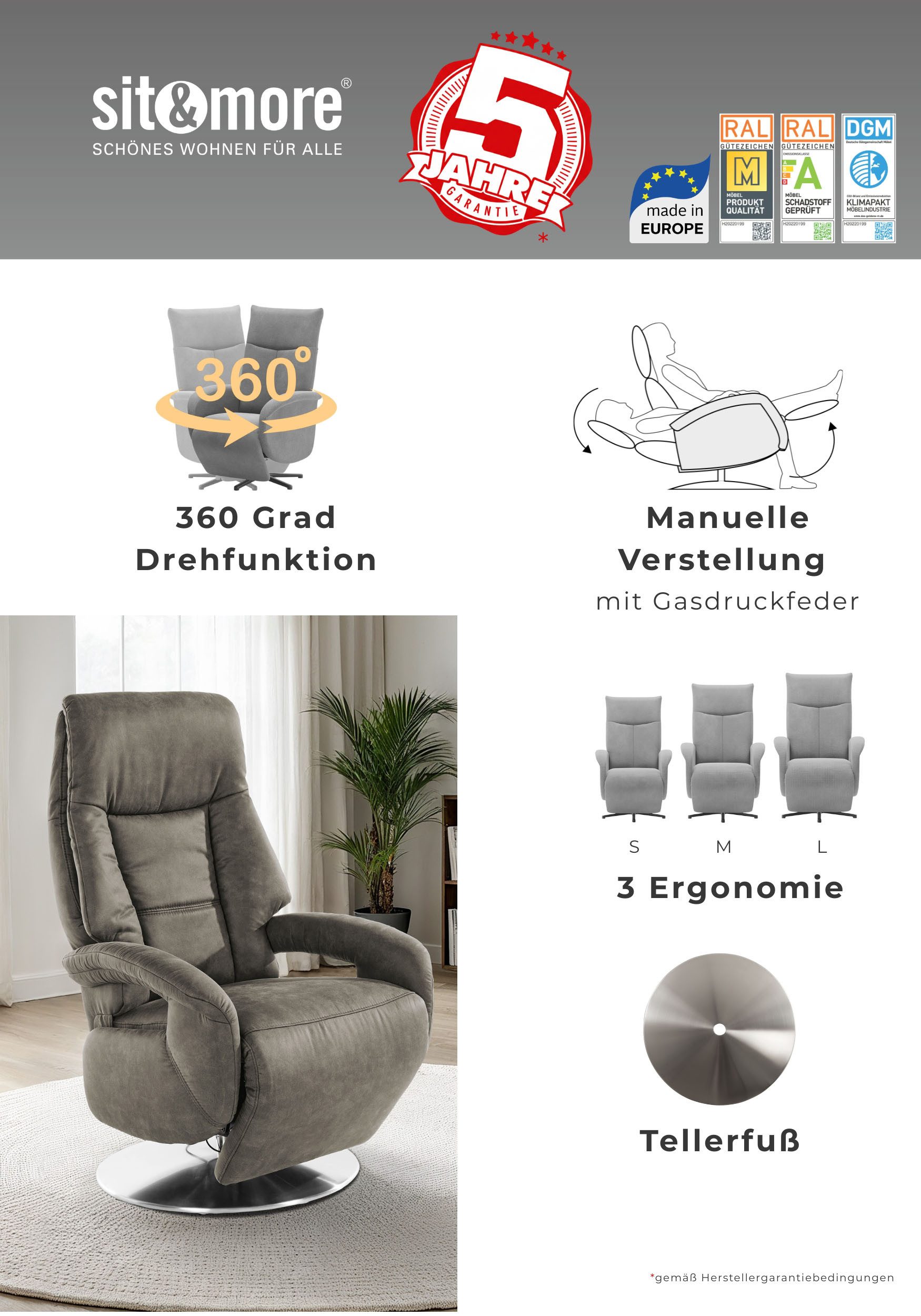 sit&more TV-Sessel Enjoy, in Grösse S, oder M, oder L, wahlweise mit Motor und Aufstehhilfe