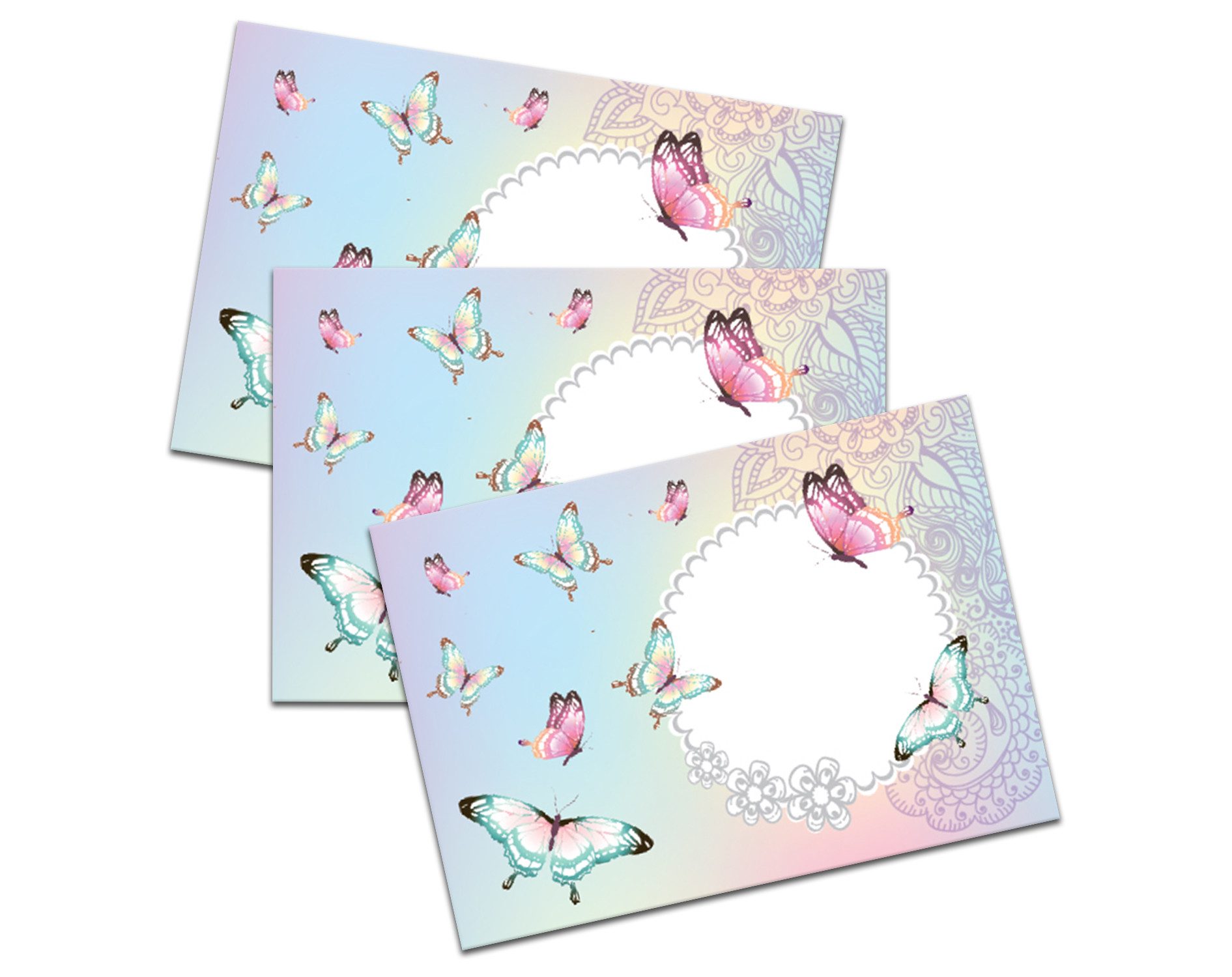 LIMONIA Einladungskarten Schmetterling zum 10. Kindergeburtstag Einladungen mit Umschlägen rosa, Einladungskarten mit Umschlägen zum zehnten Geburtstag Schmetterling