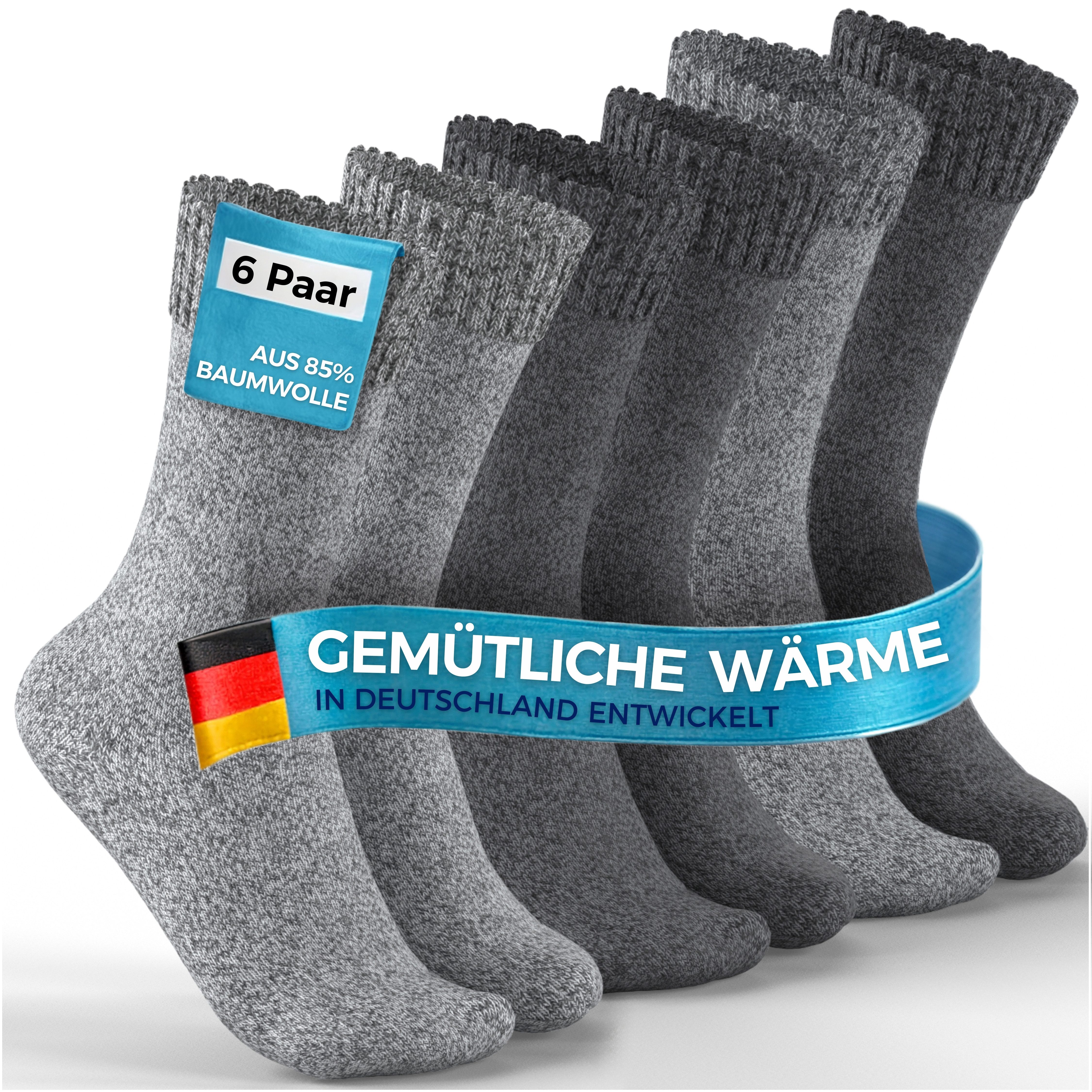 MEDOLY Thermosocken Зимние носки mit 85% Baumwolle (6er-Pack) Vollfrottee für extra Wärme
