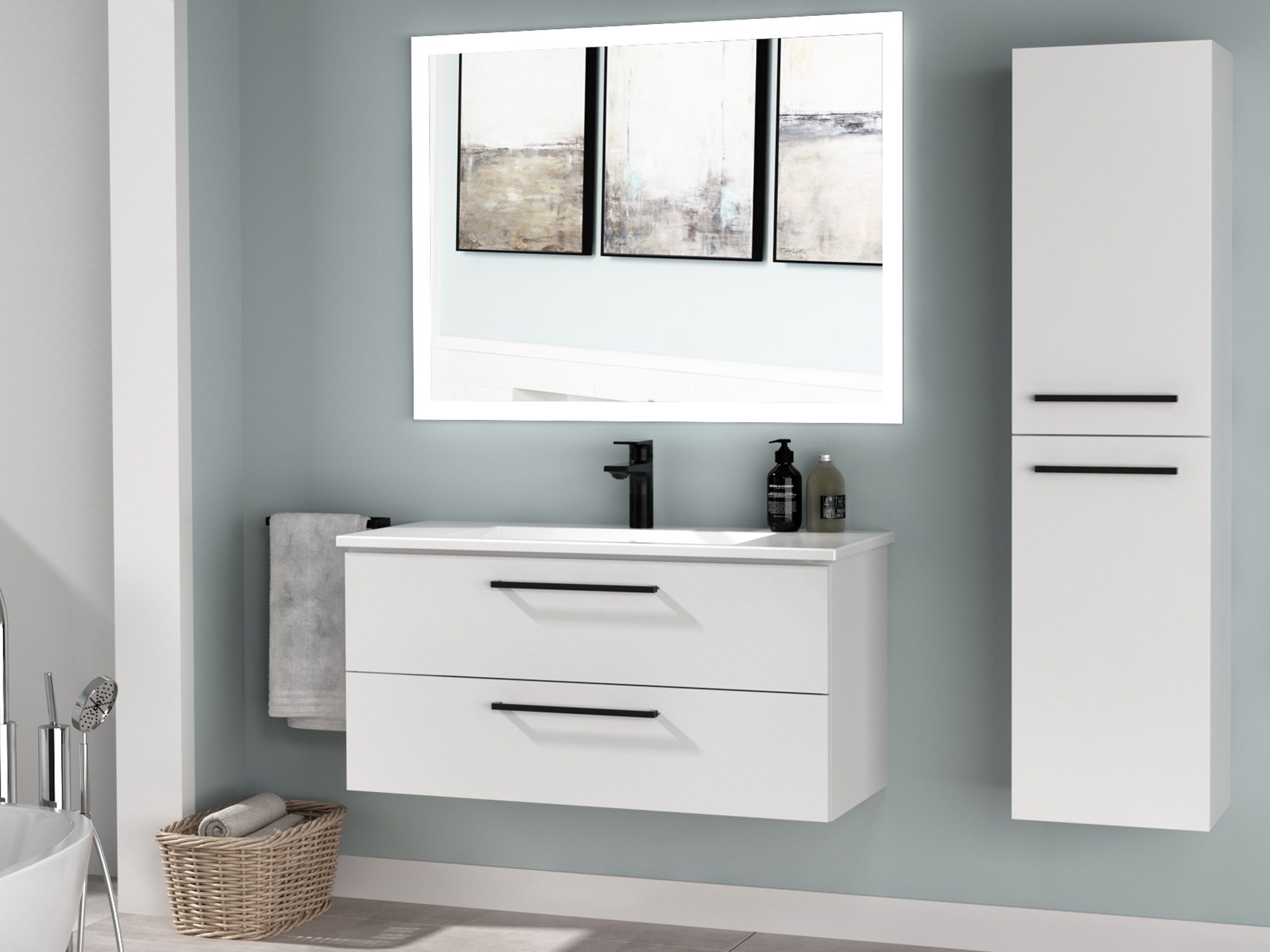 Aqua Bagno Badmöbel-Set Badschrank mit Waschbecken günstig online kaufen