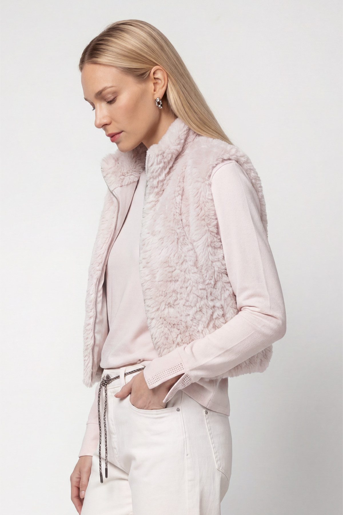 Monari Fellimitatweste Weste Basic fake fur Regular fit mit Stehkragen