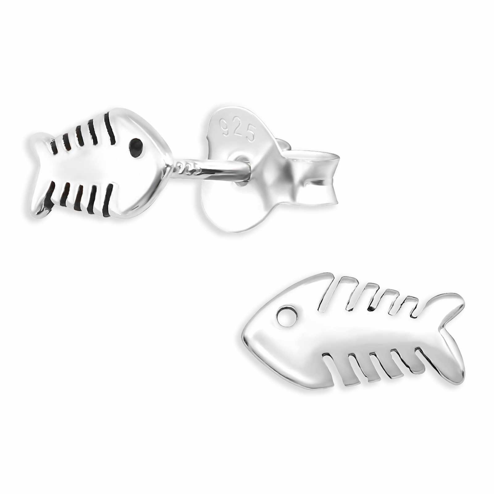 Monkimau Paar Ohrstecker Fischgräten Ohrringe aus 925 Silber (Packung)