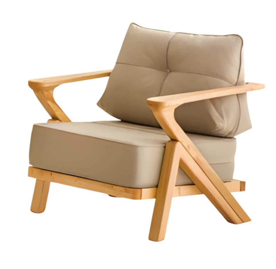 Xlmoebel Gartensessel Beiger Holz-Textil Sessel mit modernem Design und hohem Komfort (1-St., Gartensessel), Made in Europa
