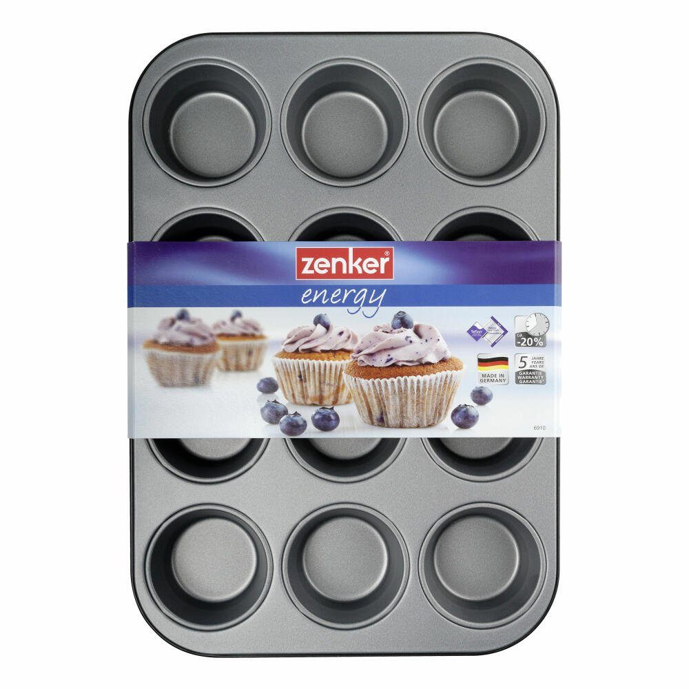 Zenker Muffinplatten Energy, 38.5x26.5 cm, 12er, Stahlblech