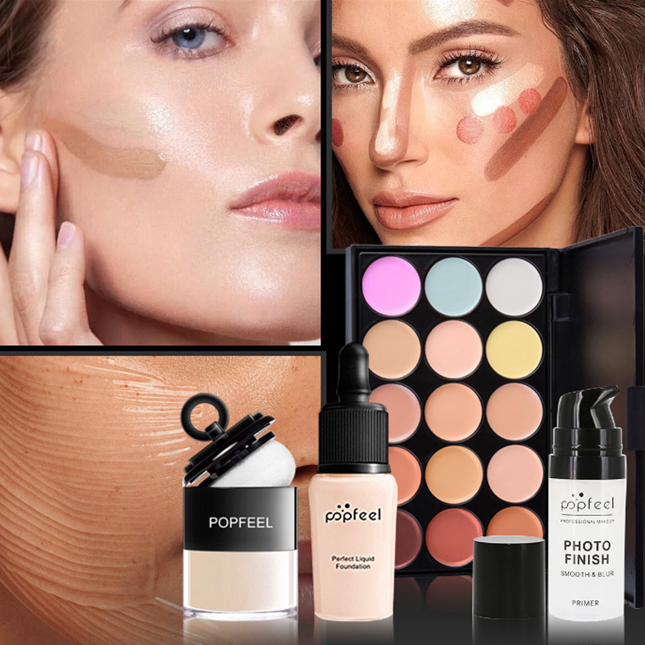KINSI Make-up Set Make-up Set - All-in-One Makeup Kit inkl.Lidschatten Palette, Foundation,Mascara & Pinsel - Geschenk für Frauen & Anfänger