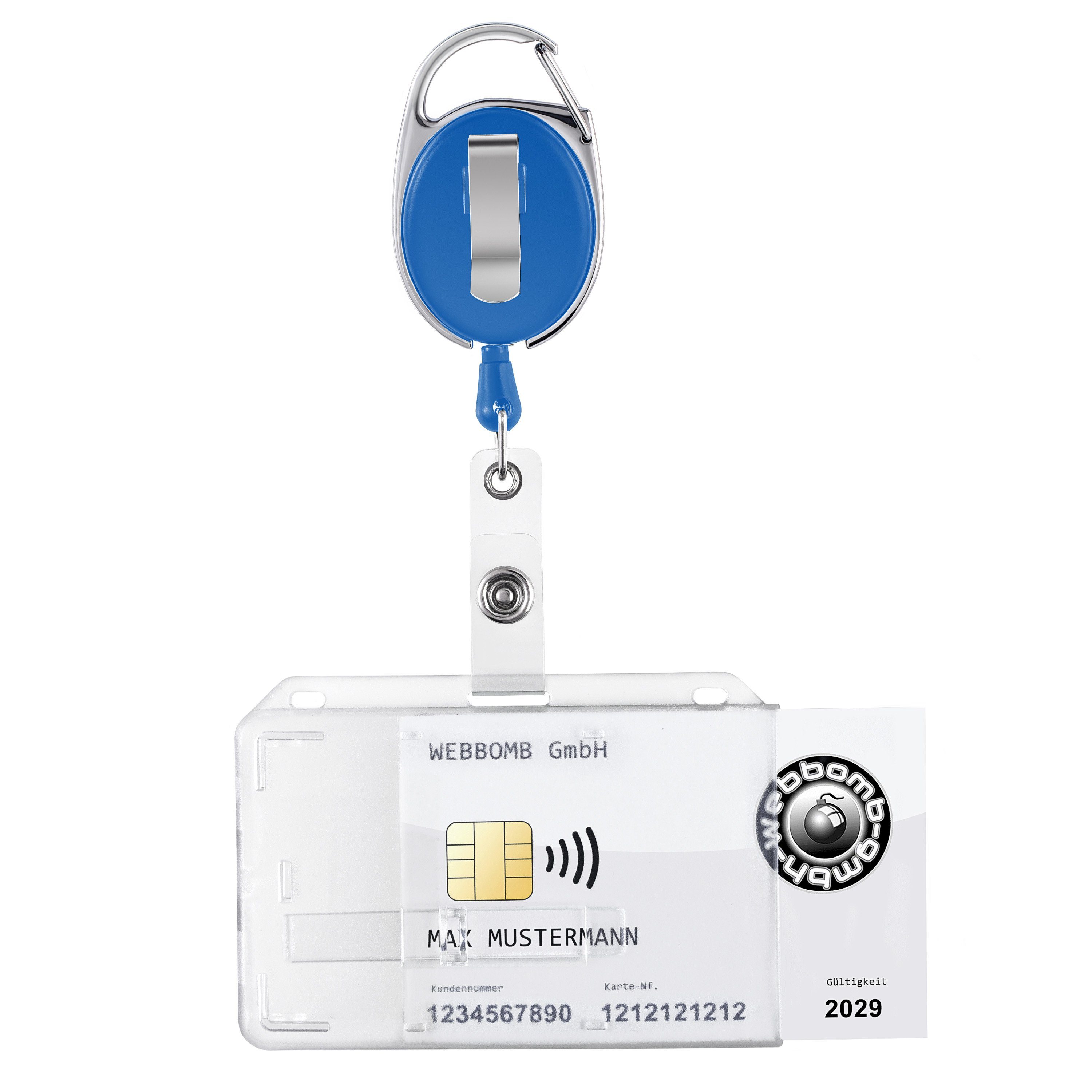 WEBBOMB Schlüsselanhänger Ausweishalter Ausweisjojo Ausweishülle mit Gürtelclip + Kartenhalter – Bild 4 von 5