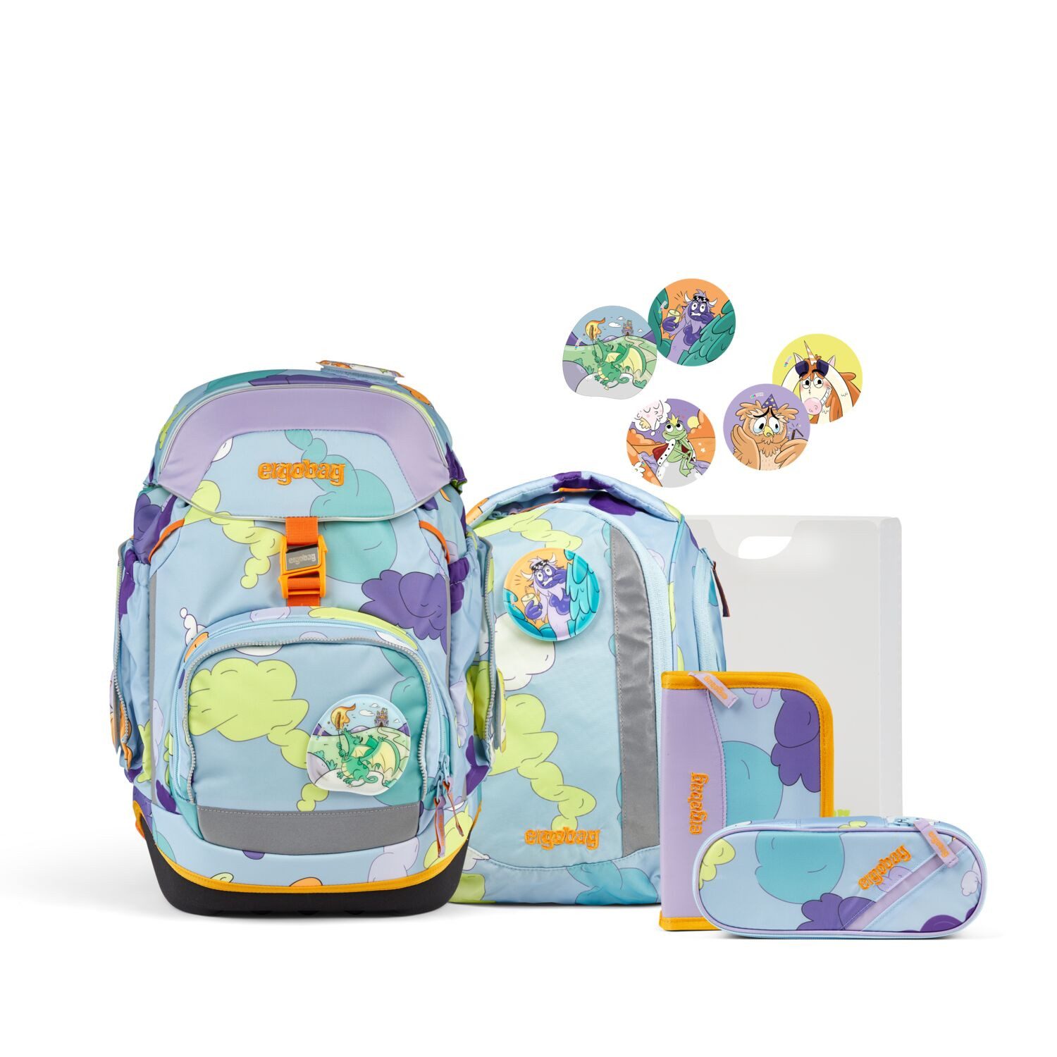 ergobag Schulranzen ergobag pack Schulrucksack-Set TagtraumBär Special Edition 2024 (6-tlg), Rückenlänge einstellbar
