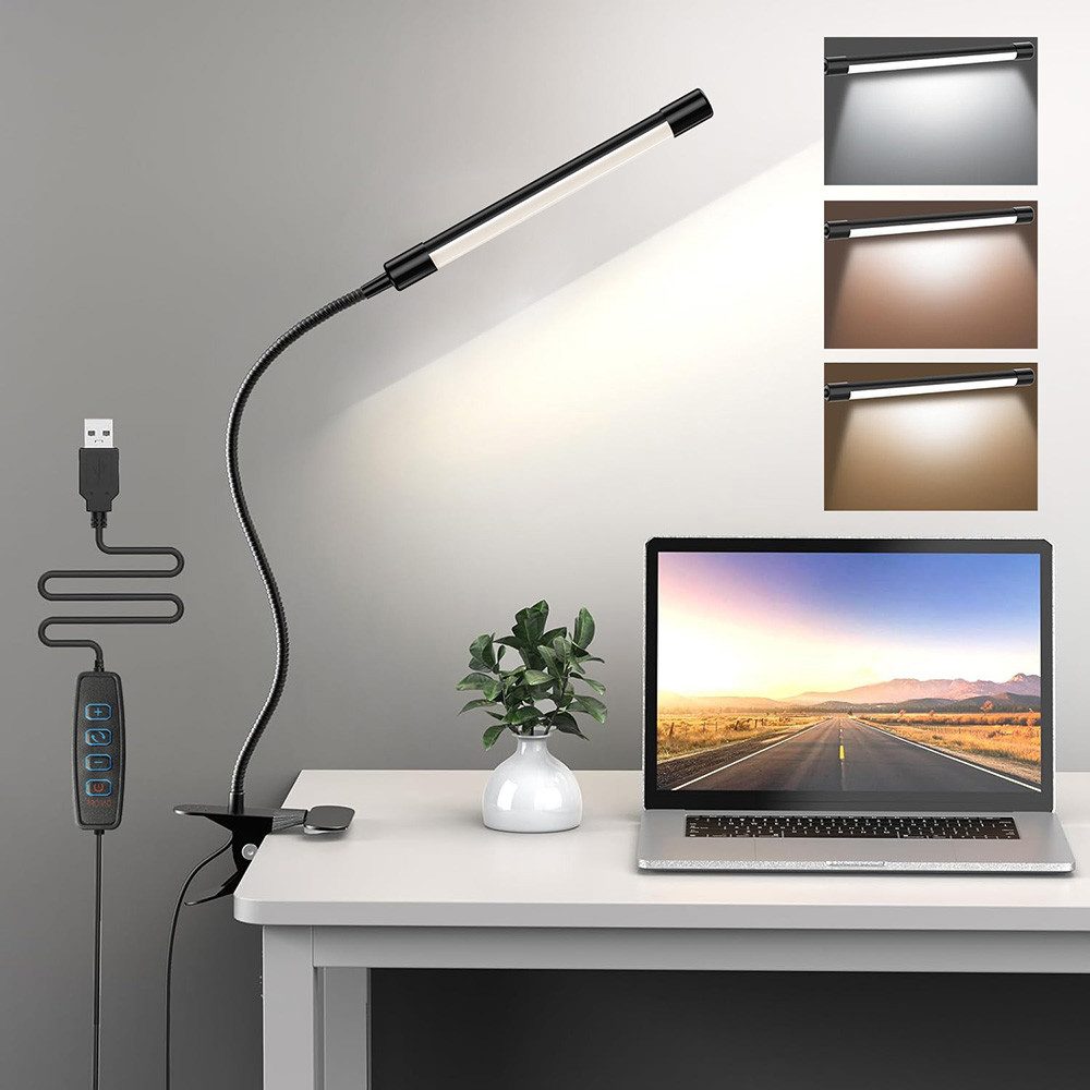 Sunicol LED Schreibtischlampe Klemmbar Tischlampe, 3 Farben,10 Helligkeitss günstig online kaufen