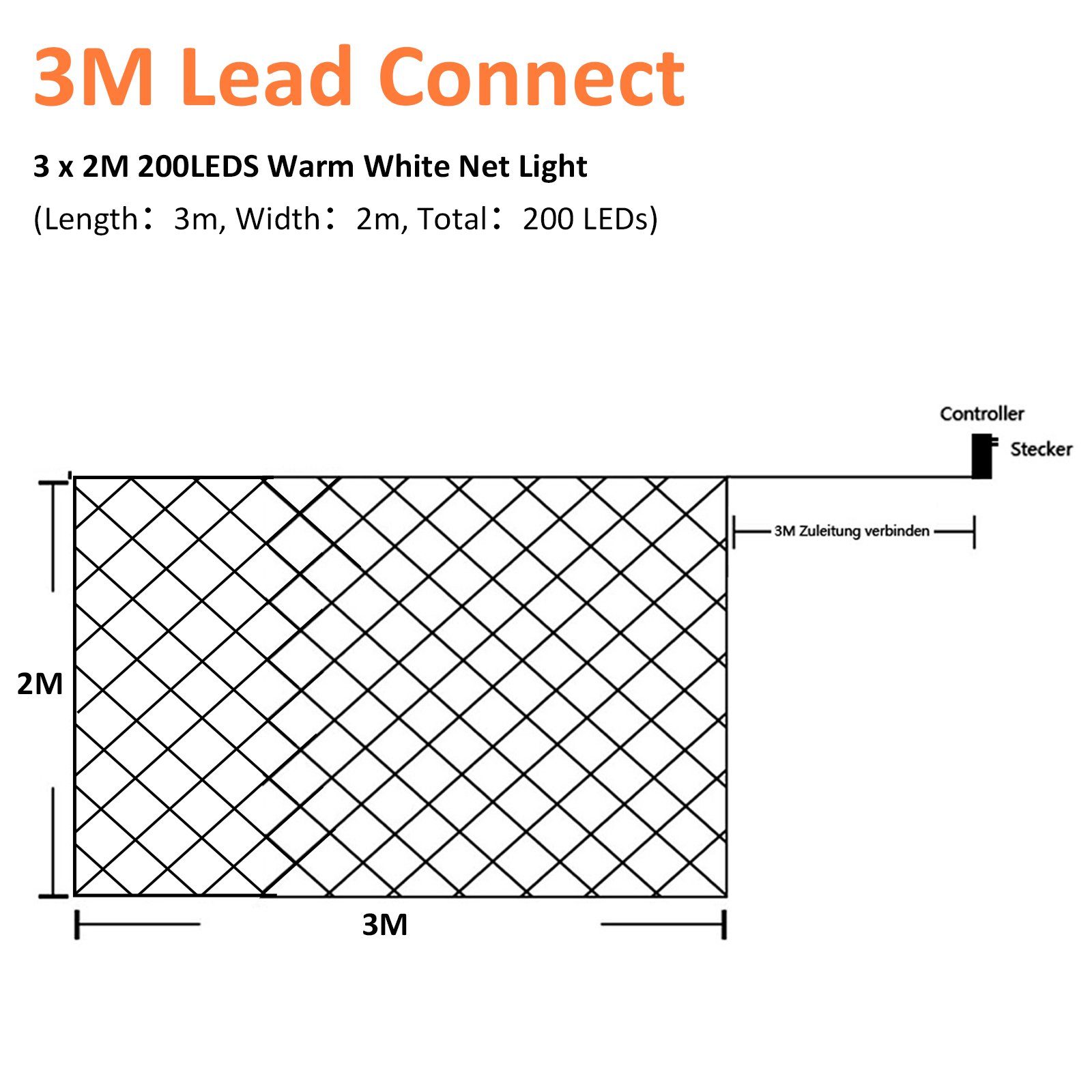Clanmacy LED-Lichternetz LED Lichternetz Lichterkette Deko Lichtervorhang günstig online kaufen