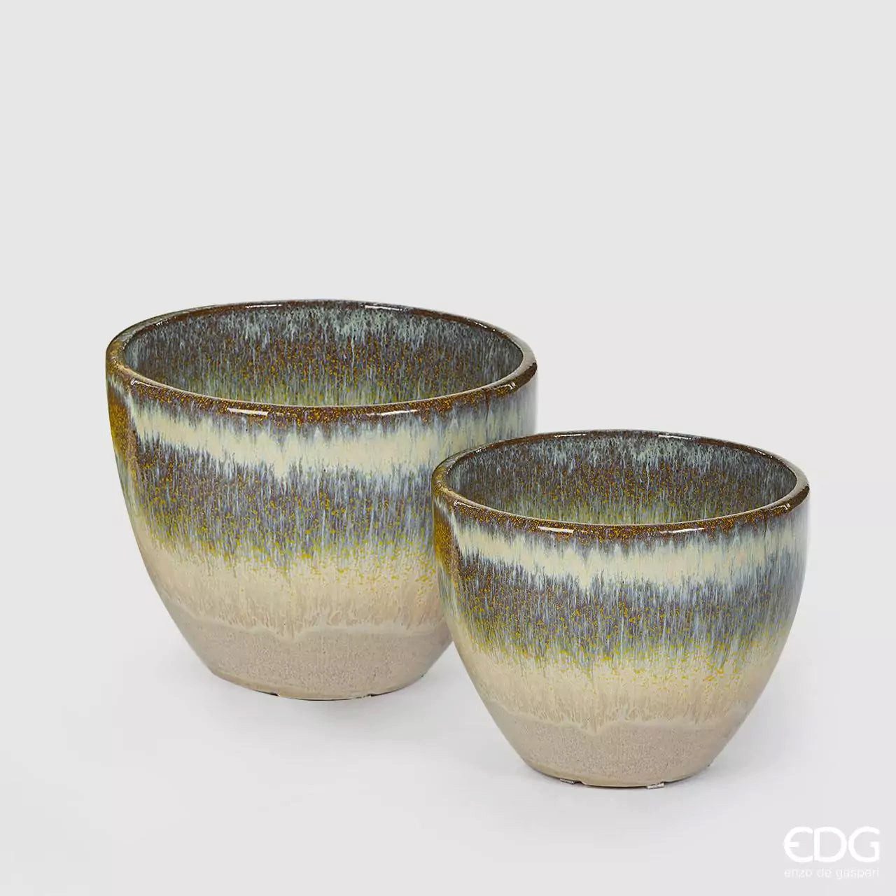 enzo de gasperi Bodenvase 2er-Set Bodenvase / Übertopf mit Batikeffekt frostsicher H 28 + 23 cm