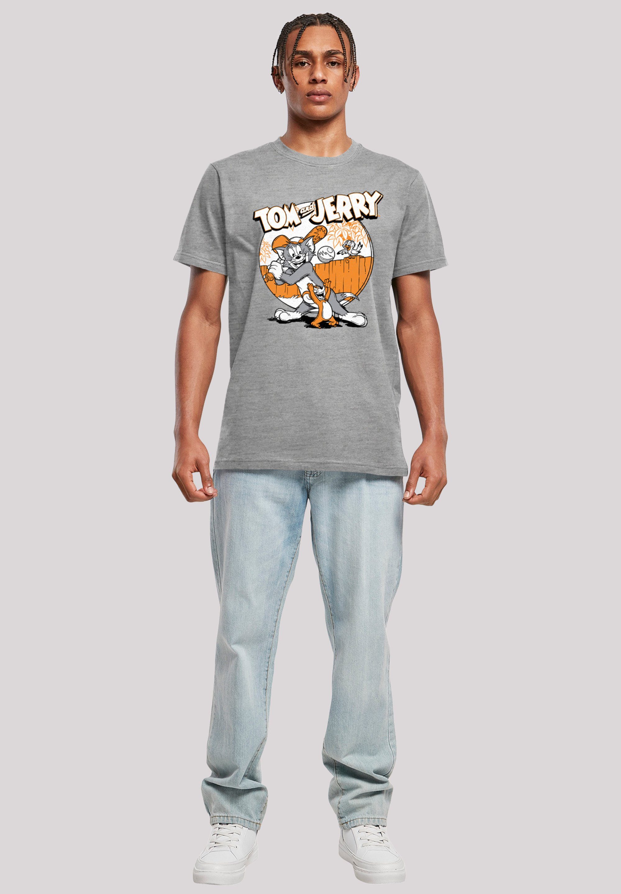 Print grey Tom F4NT4STIC and Jerry Baseball T-Shirt Play Serie TV heather