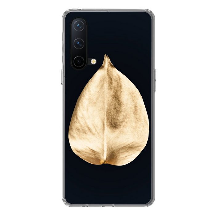 MuchoWow Handyhülle Blätter - Schwarz und Gold - Schwarz - Gold - Luxus Phone Case Handyhülle OnePlus Nord CE 5G Silikon Schutzhülle