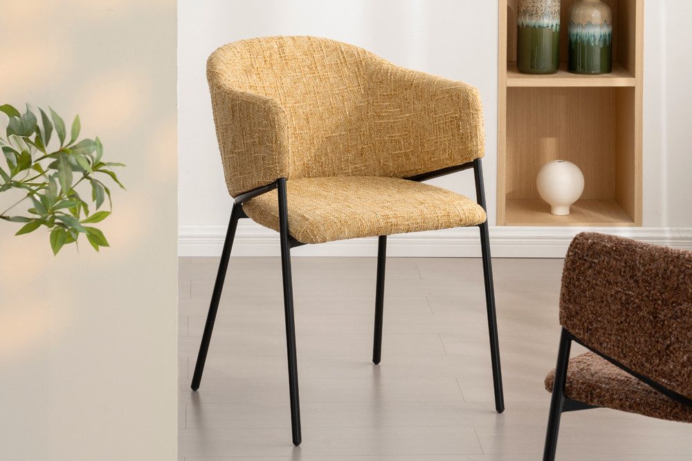 riess-ambiente Esszimmerstuhl NOBLESSE senfgelb/schwarz - Chenille, günstig online kaufen