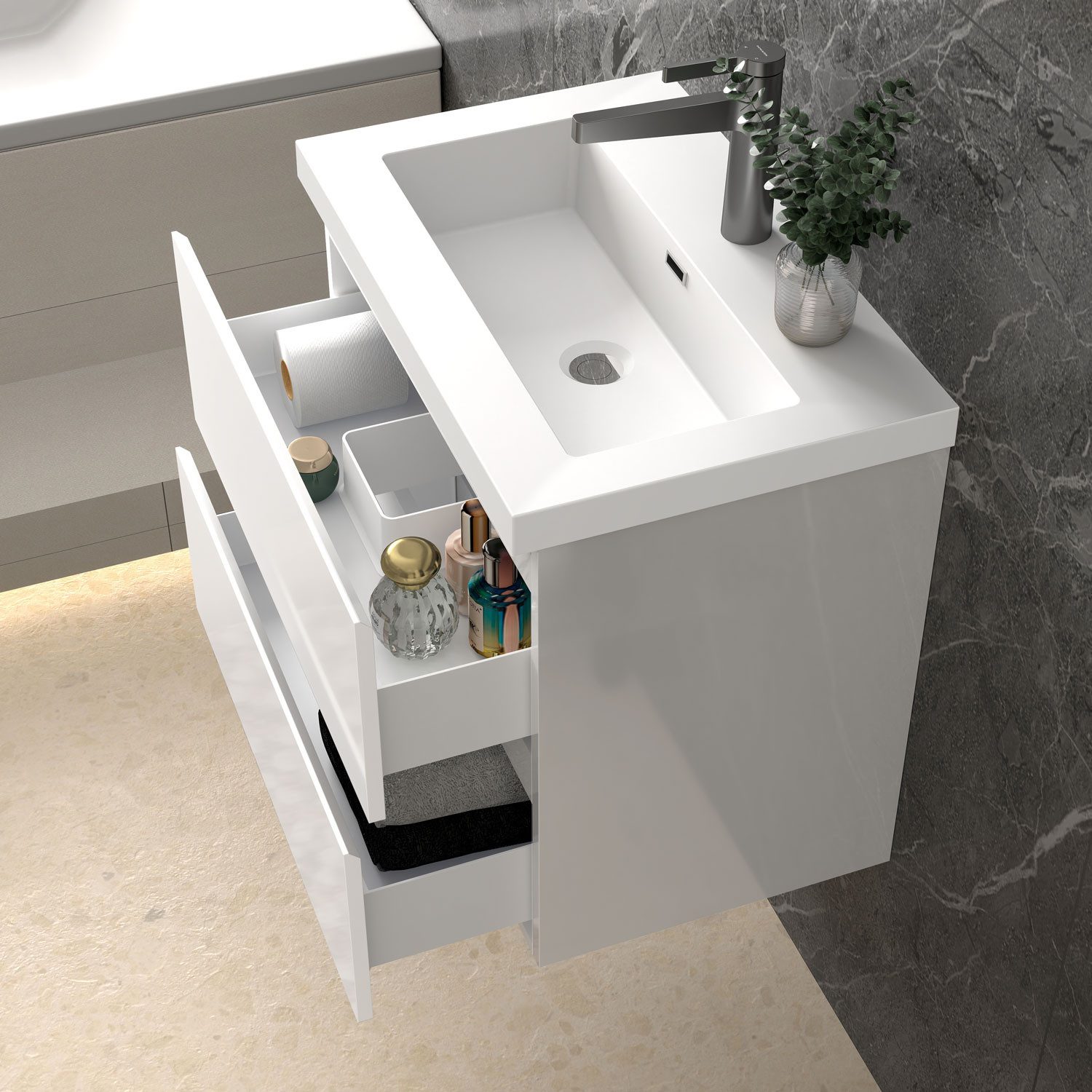 duschspa Waschtisch Waschbecken mit Unterschrank Badmöbel Set Badschrank Wa günstig online kaufen