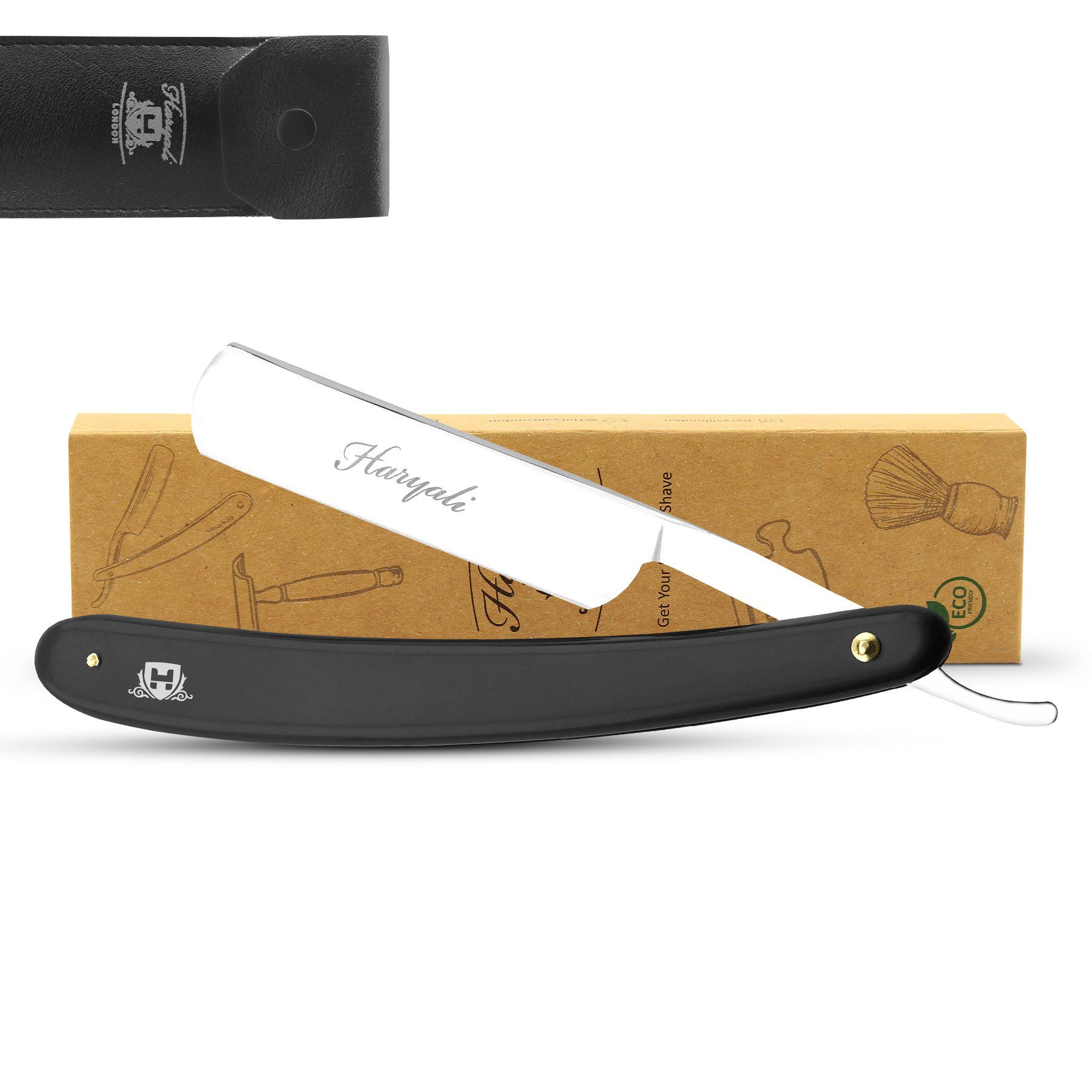 Haryali London Rasiermesser Traditionelles Rasiermesser, Barbier-Rasiermesser, Kunststoffgriff, Pack, Rasierapparat mit Klinge und Kunststoffoberfläche., Abwaschbarer, rutschfester Griff. Passend für alle Cut Throat Rasier.