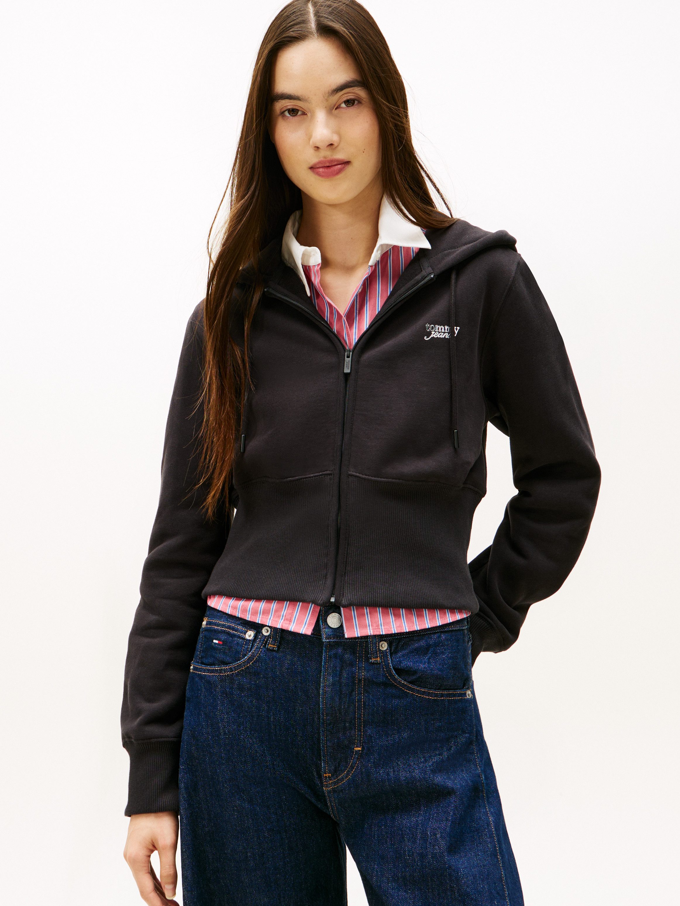 Tommy Jeans Kapuzensweatjacke TJW REG SILVER SCRIPT ZIP THRU