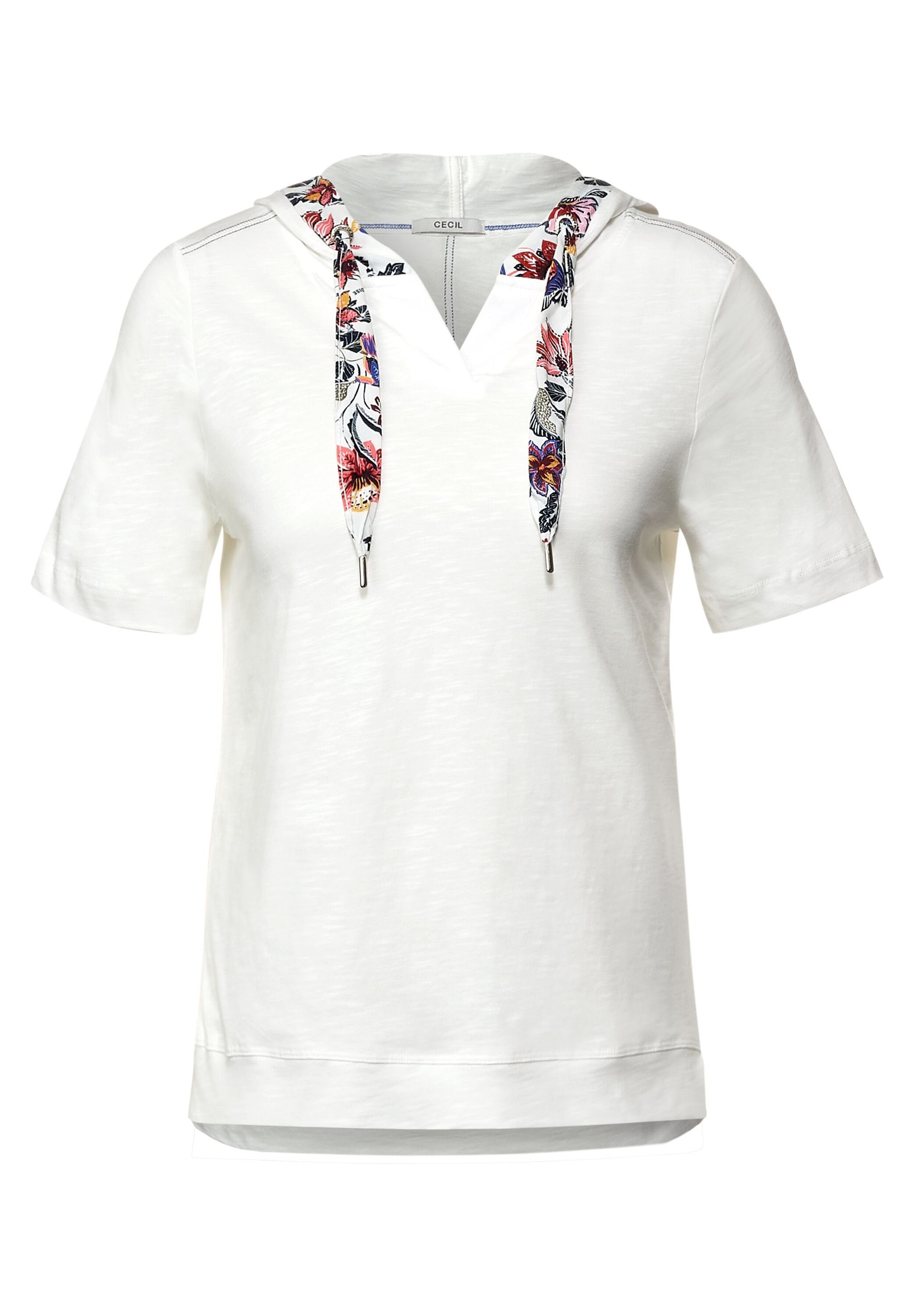 Kapuze unbekannt Cecil Cecil Vanilla (1-tlg) in Kapuze T-Shirt White mit T-Shirt