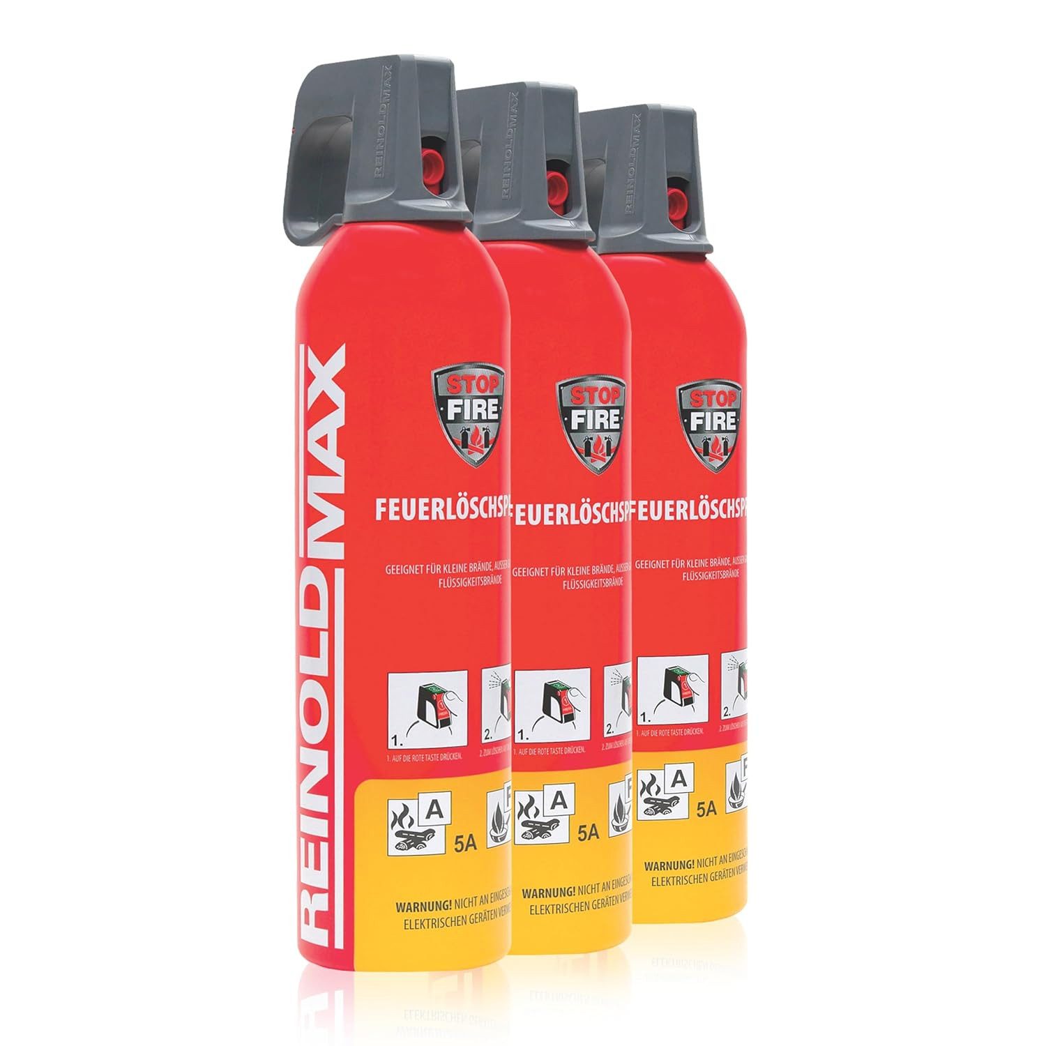 Waidmeister Feuerlöschspray Premium Feuerlöschspray – 750ml – Stopfire – Autofeuerlöscher, (3-St) Feuerlöschspray Fettbrandlöscher Brandklasse A F Löscher