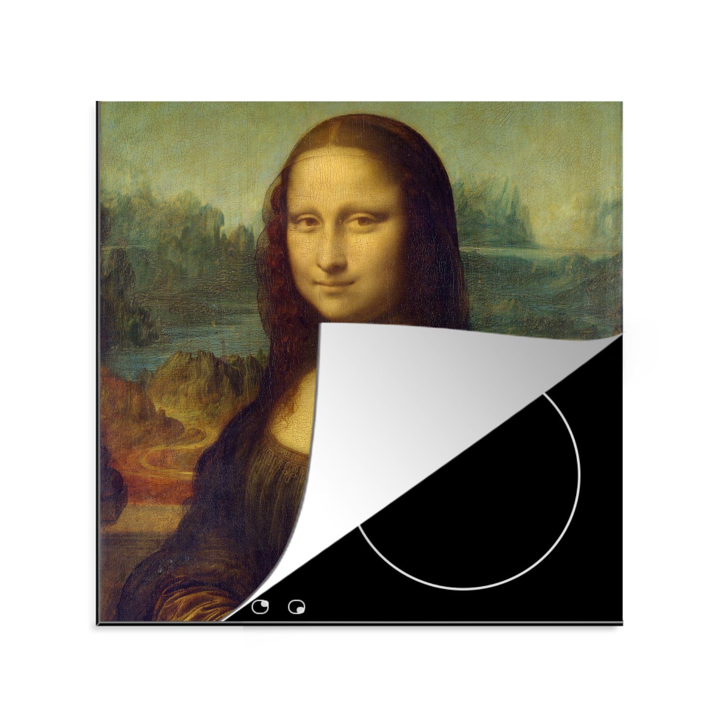 MuchoWow Herdblende-/Abdeckplatte Mona Lisa - Leonardo da Vinci, Vinyl, (1 tlg), 78x78 cm, Ceranfeldabdeckung, Arbeitsplatte für küche
