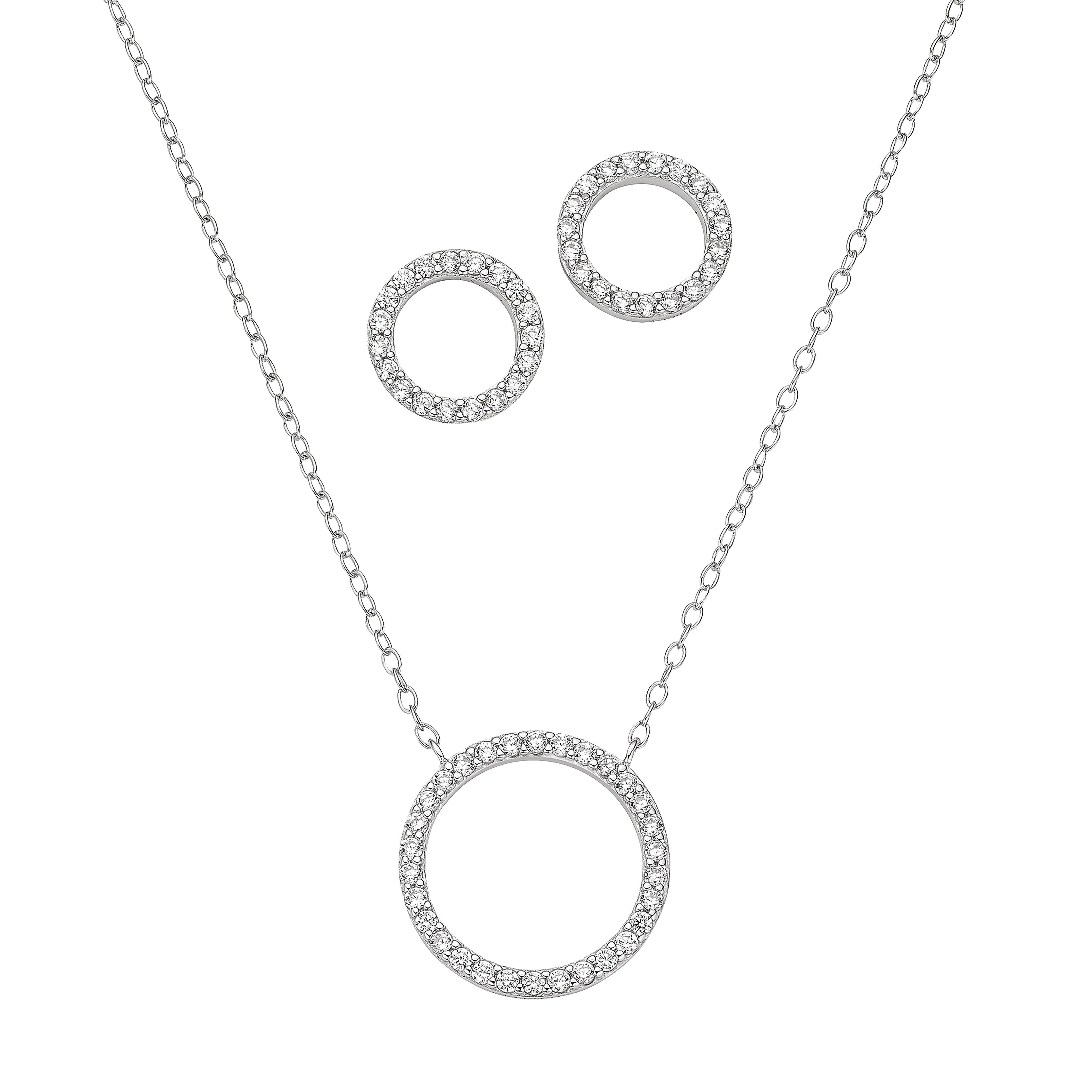 Ohrring und Ketten Set Multipack Schmuck Geschenk Silber 925 Halskette Ohrstecker Lebenskreis
