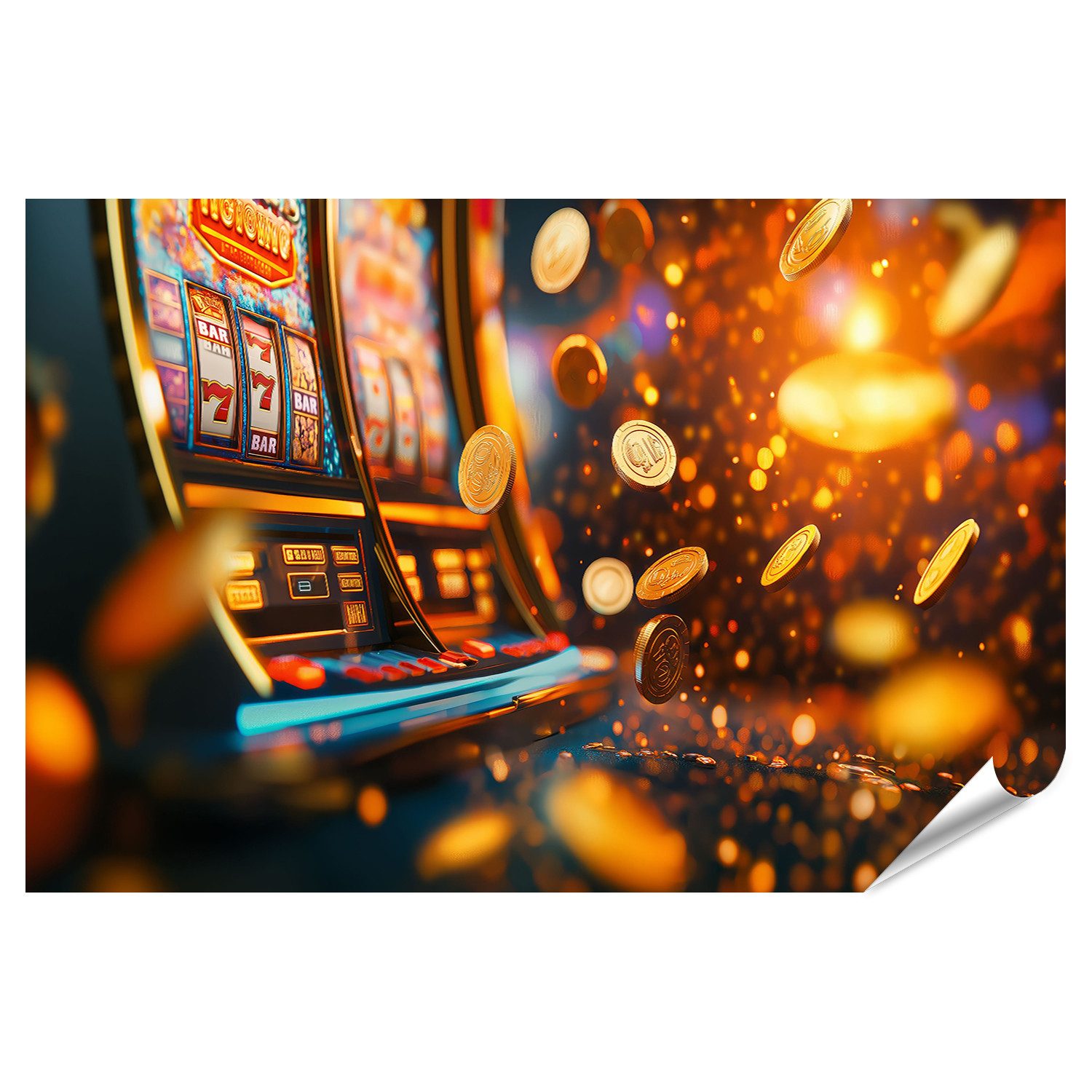 islandburner Poster Spielautomat mit fliegenden Münzen im Casino