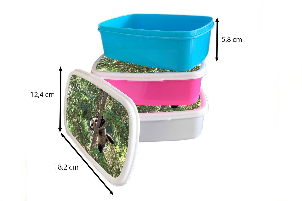 Lunchbox für Mädchen Blätter, Jungs - und MuchoWow - Kunststoff, Baum Brotdose, Panda Erwachsene, für Kinder und weiß Brotbox (2-tlg),