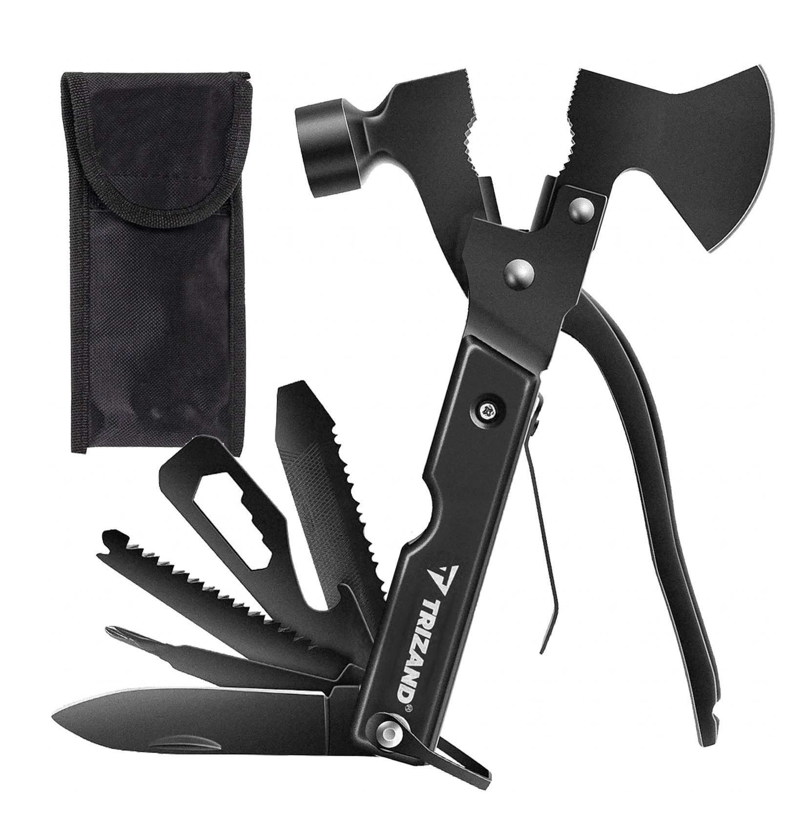 Trizand Multitool Trizand 17-in-1-Multitool, (Typ des Sets: Trizand 17-in-1-Multitool mit Etui., 17 St., Trizand 17-in-1-Multitool mit Etui - Vielseitige Werkzeuge im Set), Sicherheitsgriff, Silikonschutz, 17 Tools - Einzigartiges Multitool.