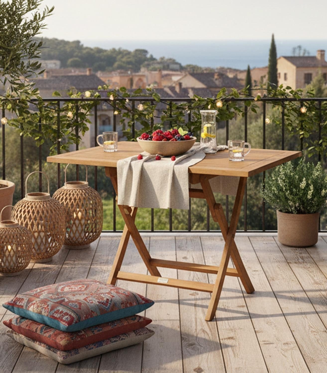 Outdoor Klapptisch BUTTERFLY, Braun, Teakholz massiv, Klappbar, B 120 x H 74 x T 70 cm