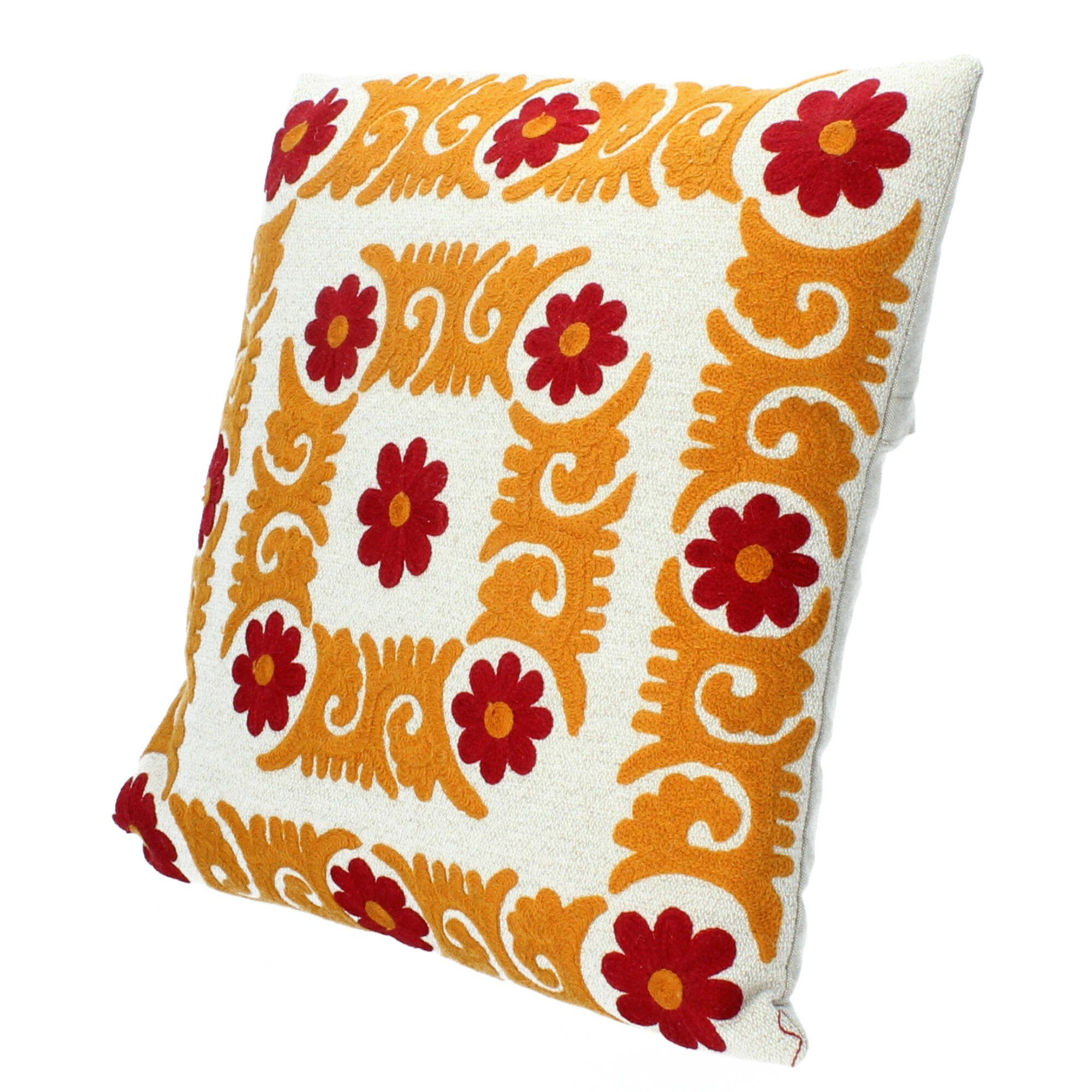 Bloomingville Sofakissen 50x50 cm Blumen mehrfarbig Baumwolle, (1 St)