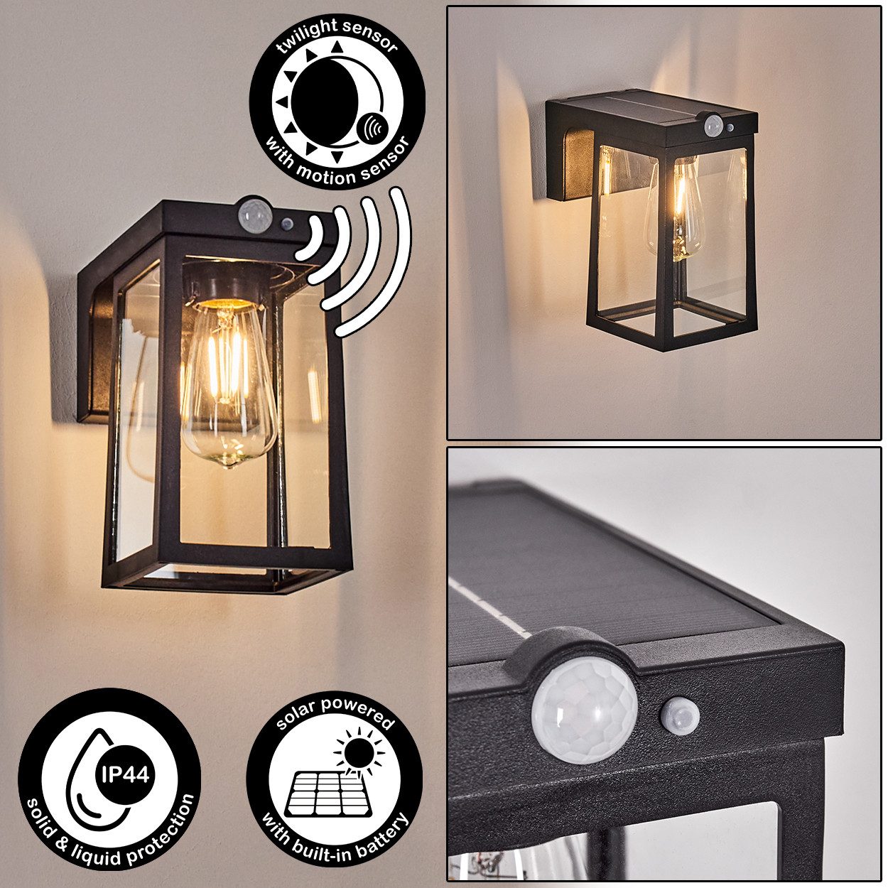 hofstein Außen-Wandleuchte Außenwandlampe aus Metall/Glas in günstig online kaufen