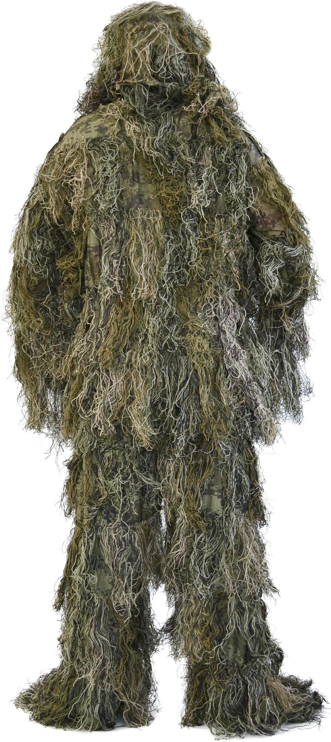 normani Monster-Kostüm Tarnanzug 4-teilig Ghillie Suit, Scharfschützen-Outfit Tarnung - Jacke, Hose, Gewehr- und Kopfbedeckung