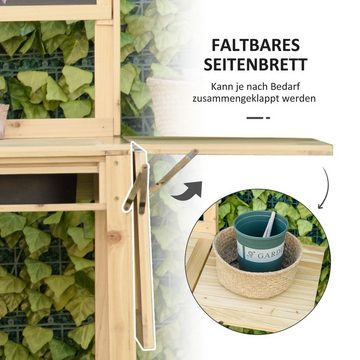 Outsunny Pflanztisch Mit 8 Haken Schublade (Blumentisch, 1-St., Gartentisch), für Garten, Natur